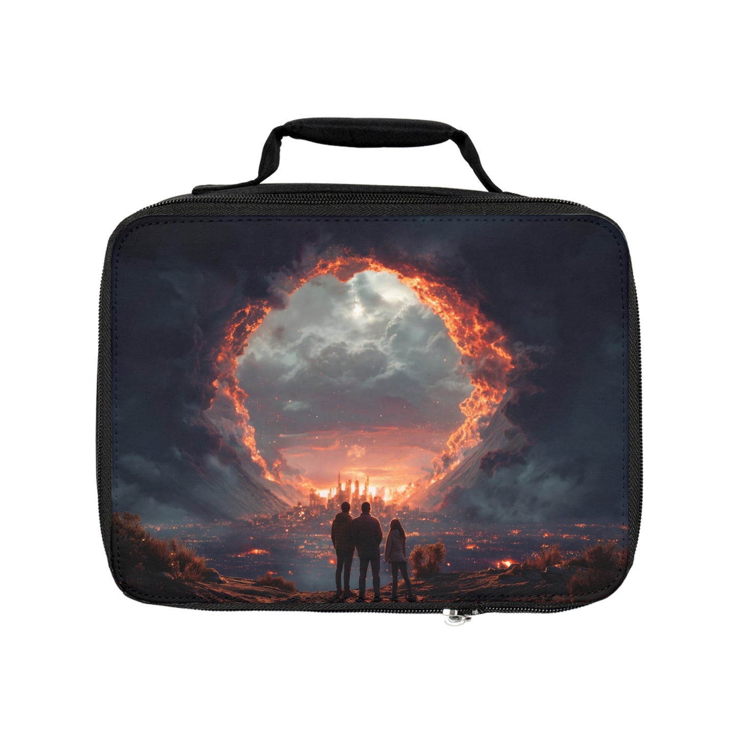 Cosmic Gateway Lunch Bag – Three Figures Before the Burning Portal