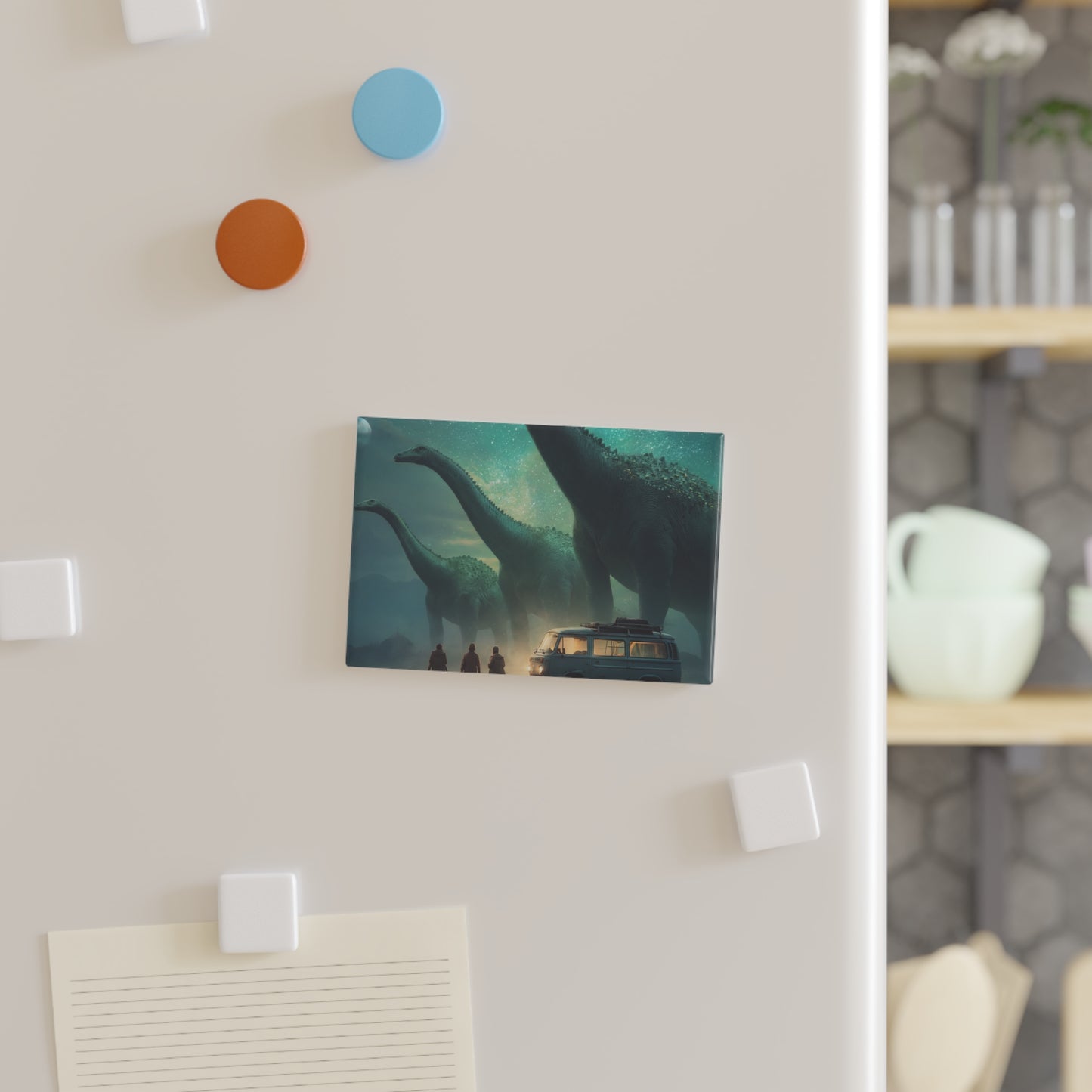 Dinosaur Encounter Button Magnet, Rectangle (1 & 10 pcs) – Moonlit Safari Under Stardust