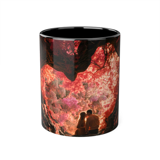 Crimson Heart Grove Accent Mugs, 11oz – Twisted Branches and Twilight Embrace