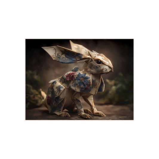 Origami Rabbit with Floral Pattern Ceramic Photo Tile – Whimsical Paper Guardian