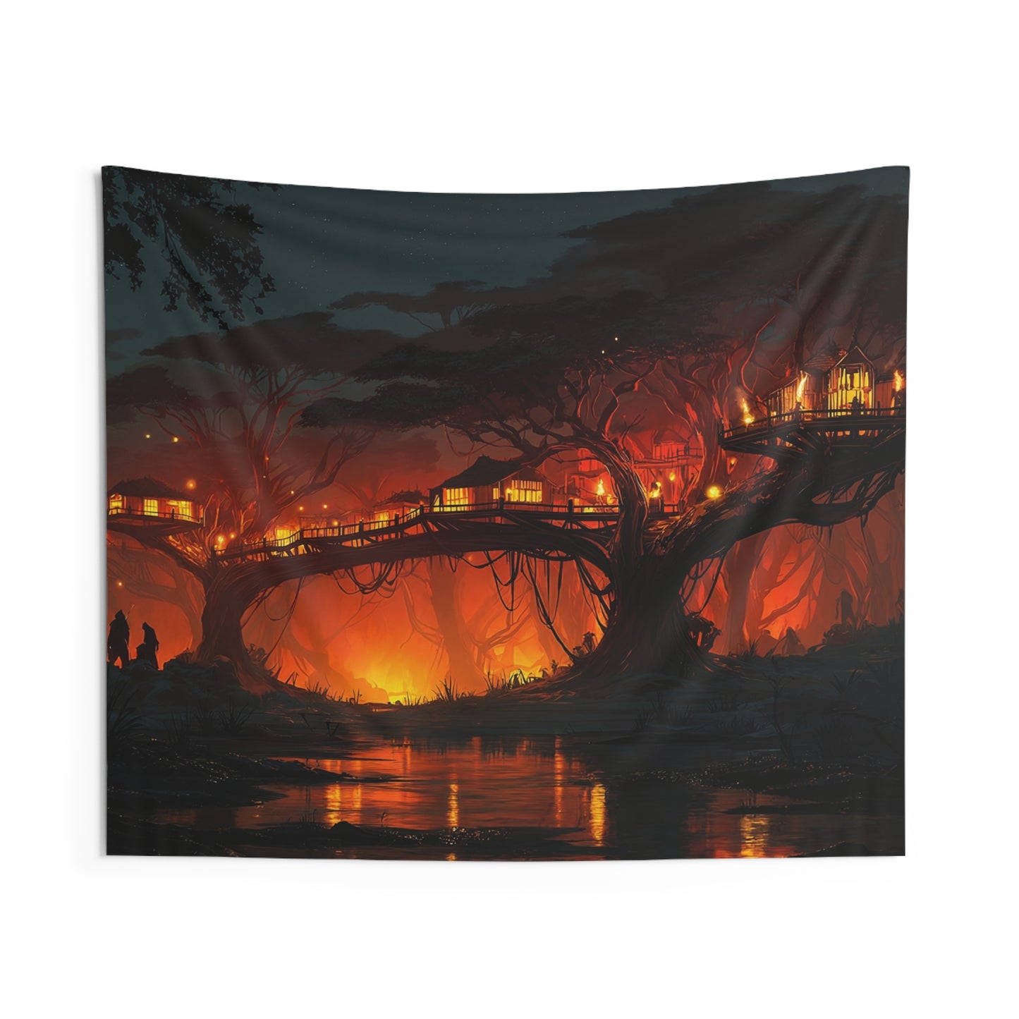 Treehouse Village Tapestries – Emberlit Canopy at Twilight