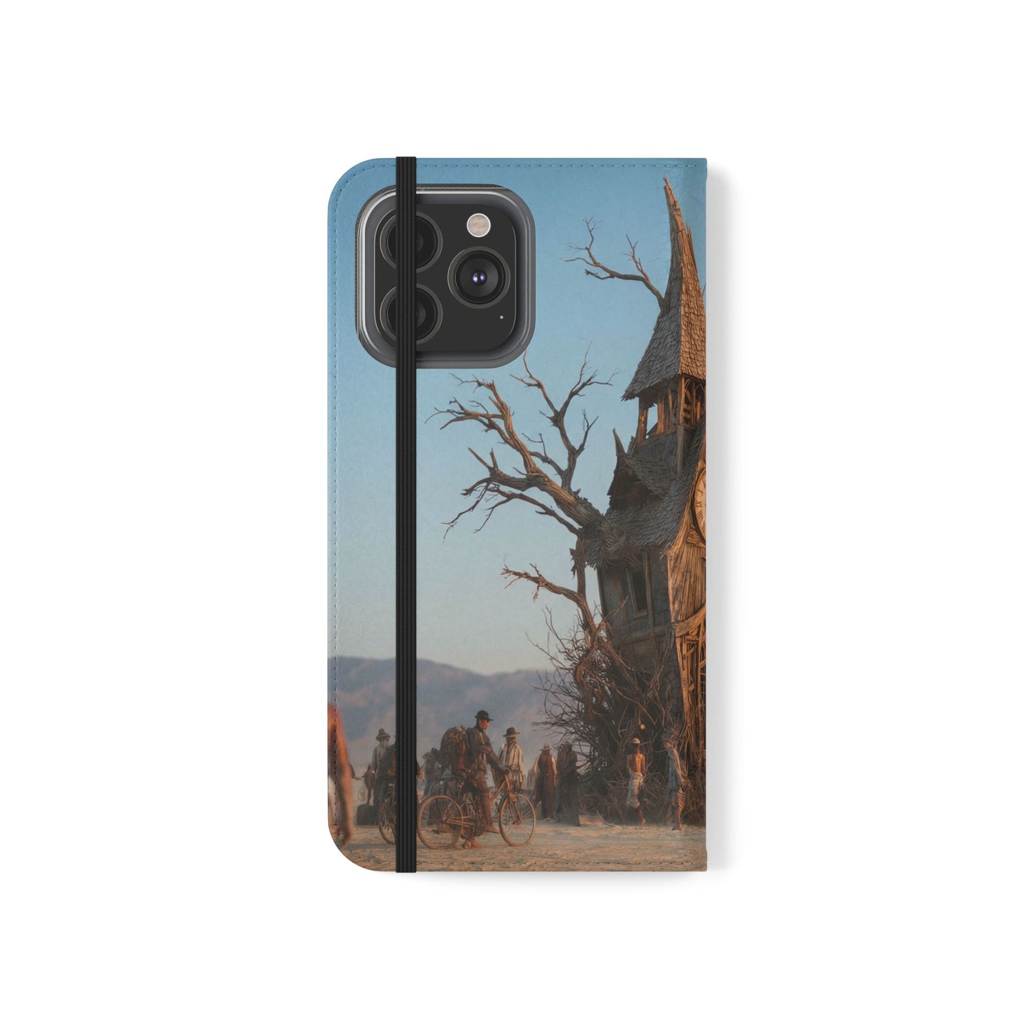 Clocktower Wanderers Flip Cases – Dusty Desert Sentinel Scene