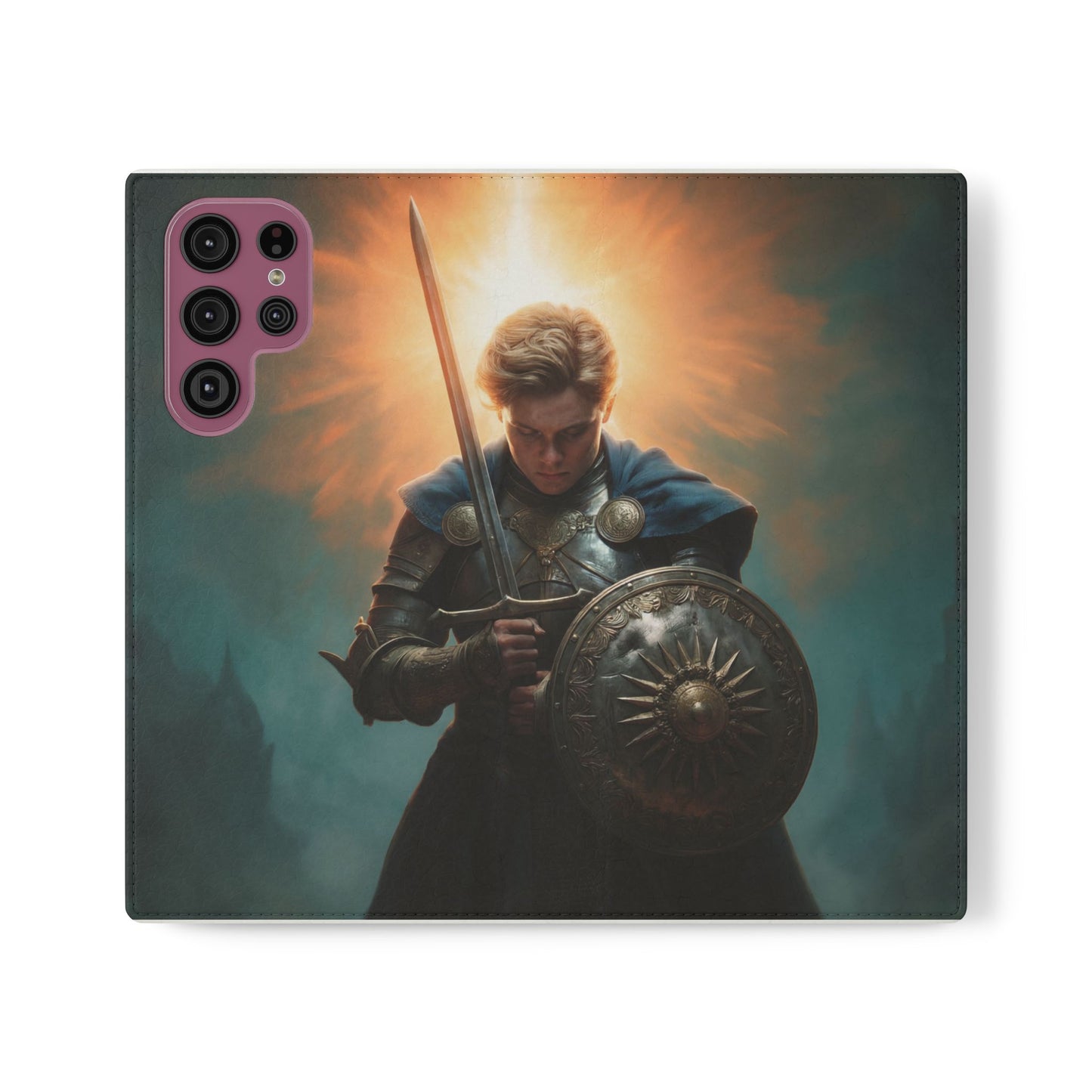 Dawn-Forged Knight Flip Cases – Radiant Armor Against Misty Skies