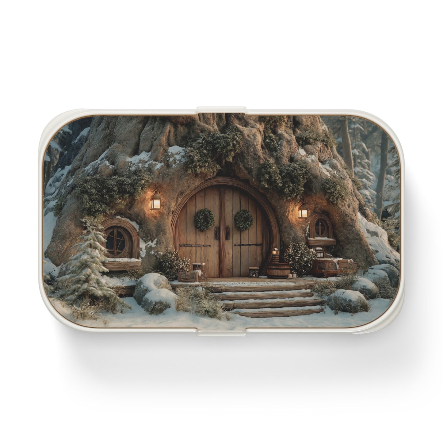 Winter Hollow Treehouse Bento Lunch Box – Cozy Hearth in the Snow
