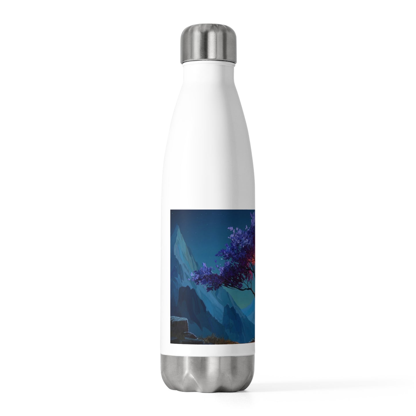 Celestial Tree of Twilight 20oz Insulated Bottle – Where Night Meets Radiant Bloom