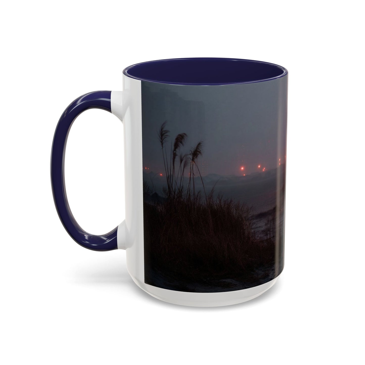 Crimson Circus Tent Accent Coffee Mug (11, 15oz) – Fog-Drenched Midnight Wonder