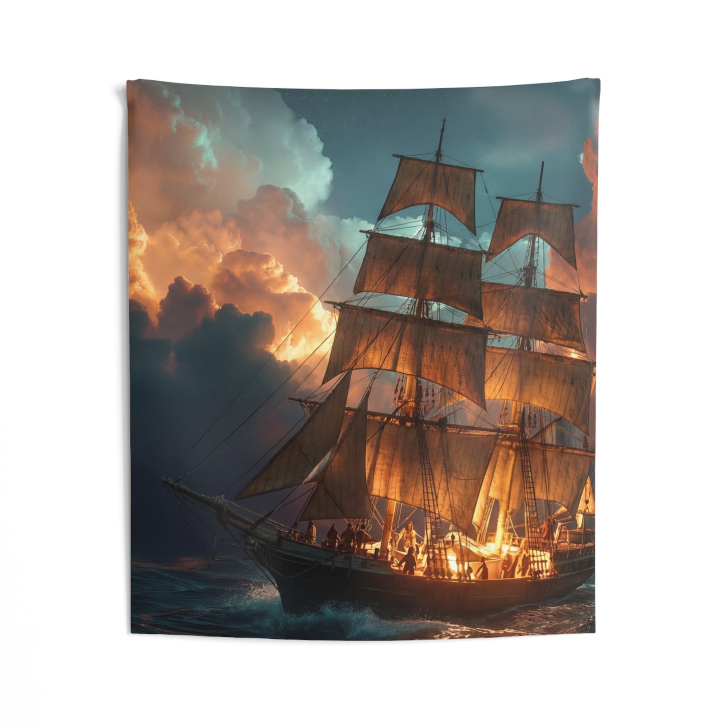 Starlit Galleon Indoor Wall Tapestries – Voyage Beneath the Celestial Canopy
