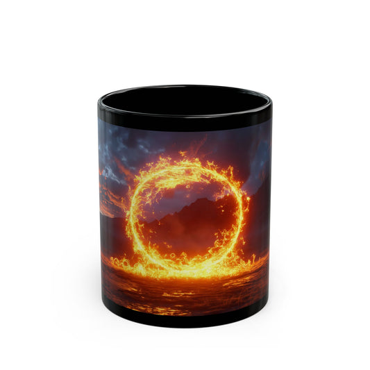 Fiery Portal Black Mug – Sunset Gateway to Another Realm