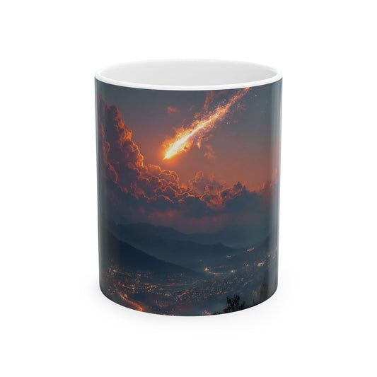 Celestial Fireball Ceramic Mug – Twilight Skyfall Dreamscape