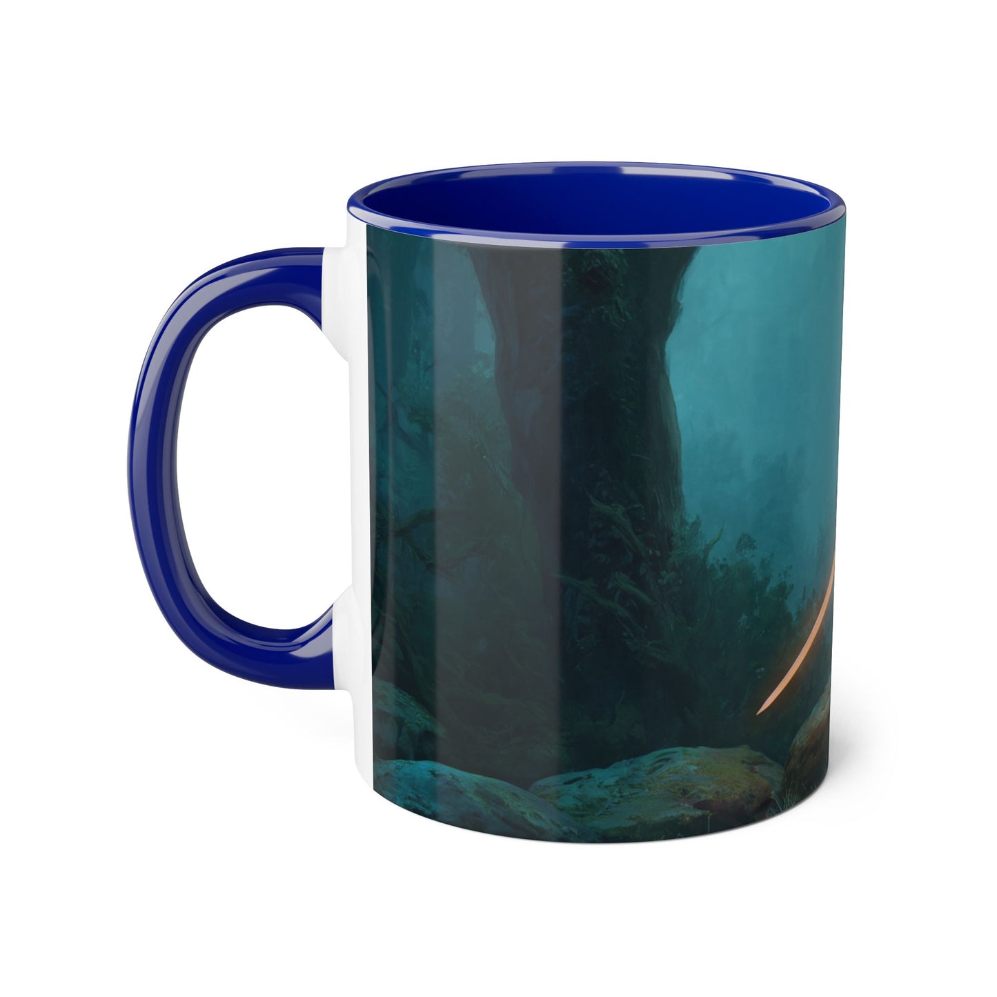 Forest Sentinel Accent Mugs, 11oz – Glowing Blade Guardian