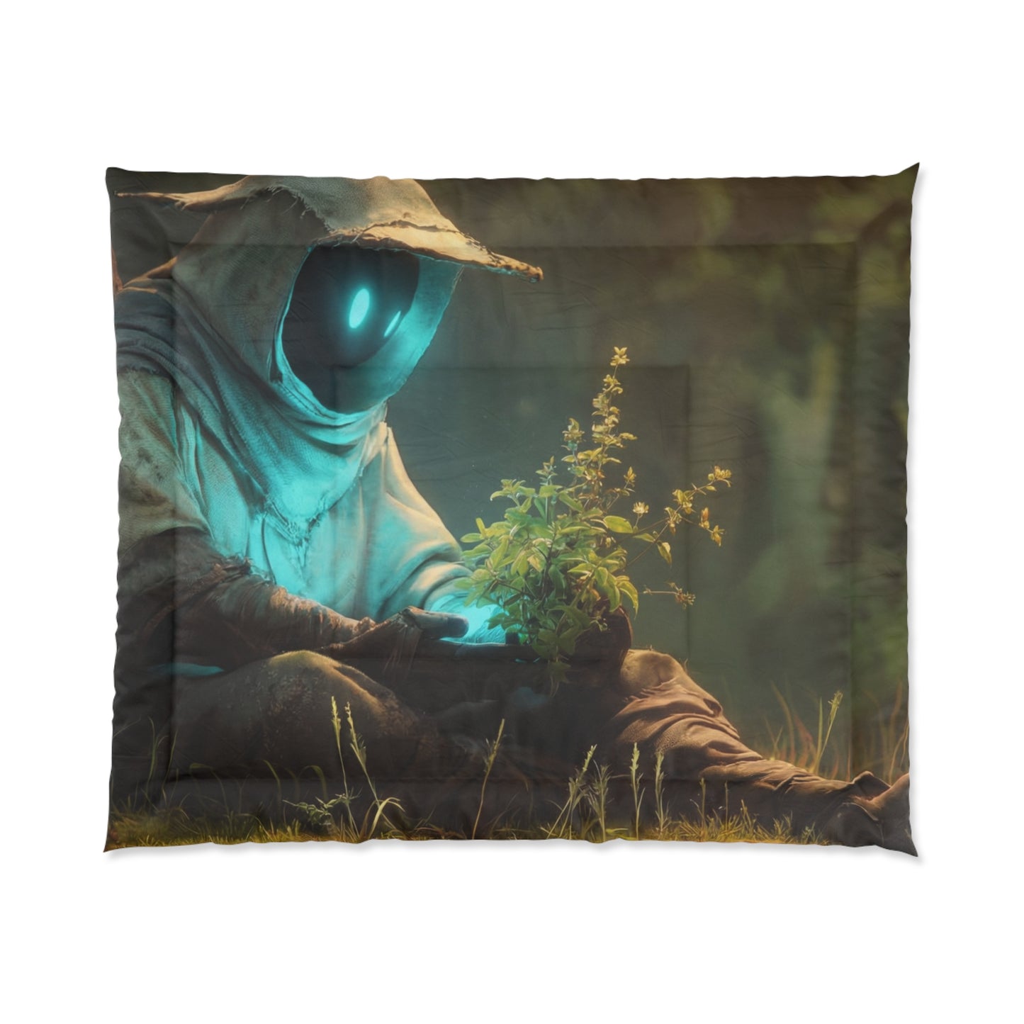 Forest Sentinel Comforter – Glowing Eye in Sunlit Grove
