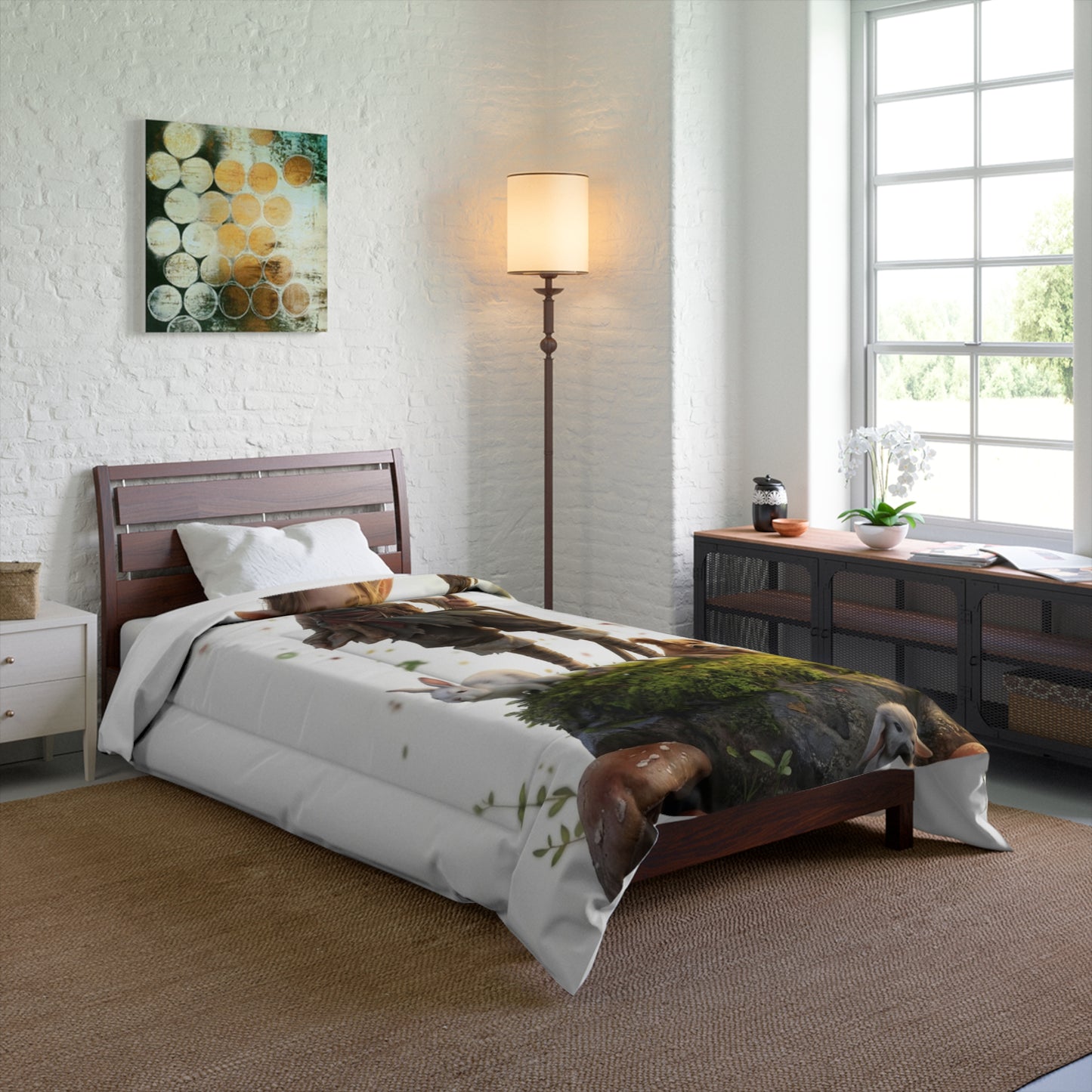 Forest Sentinel Comforter – Luminescent Deerhorn Guardian Dreamscape