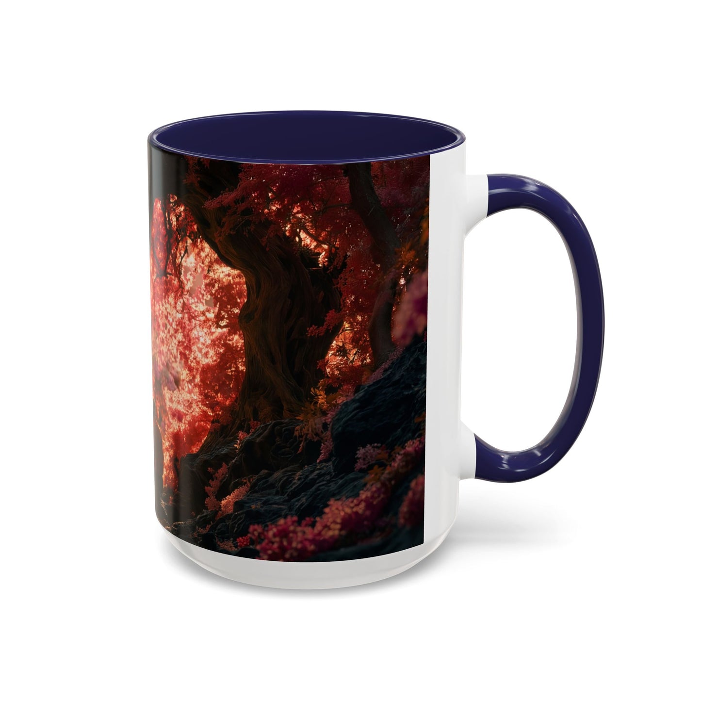 Crimson Heart Grove Accent Coffee Mug (11, 15oz) – Twisted Canopy Romance Scene