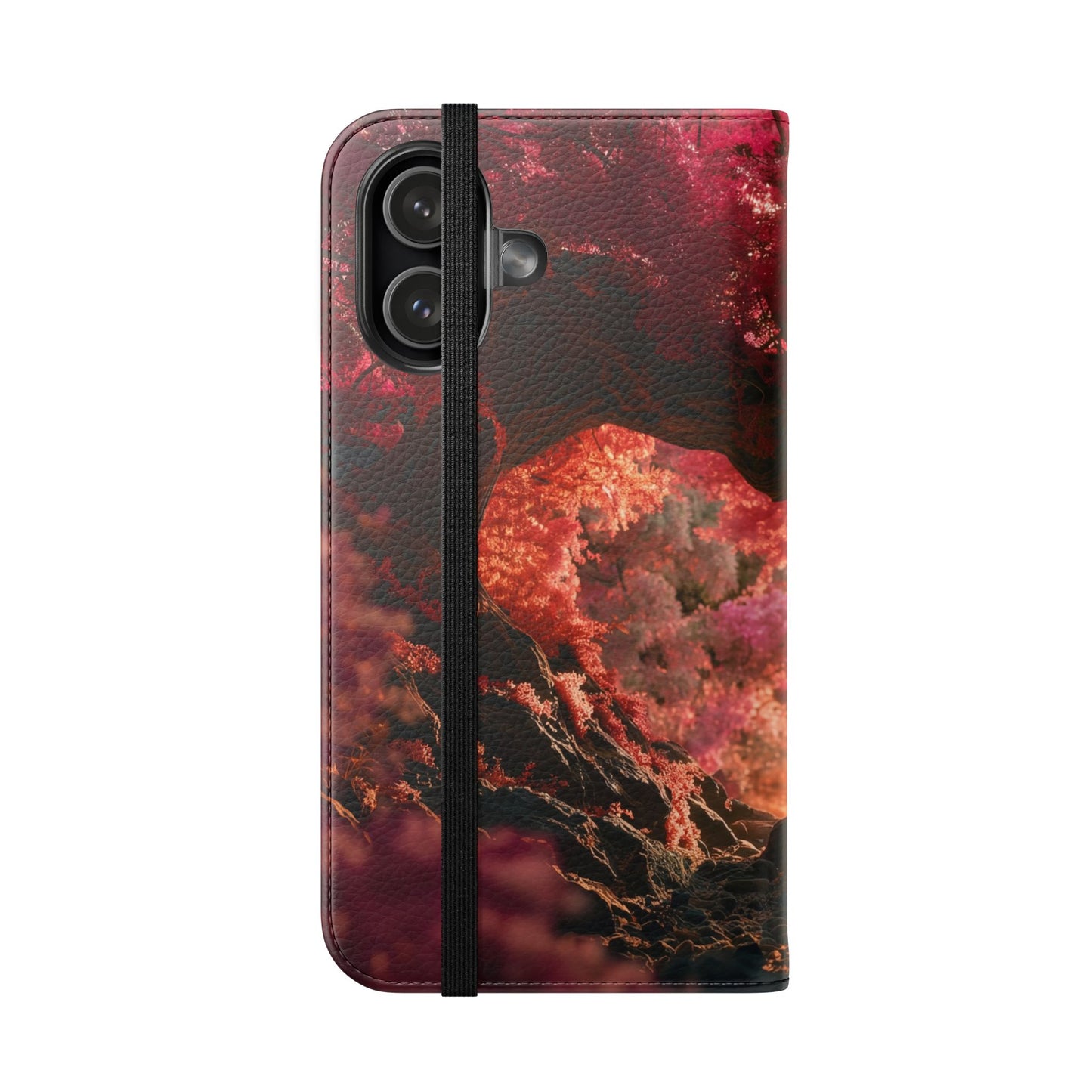 Crimson Arch Flip Cases – Heart-Shaped Canopy Romance