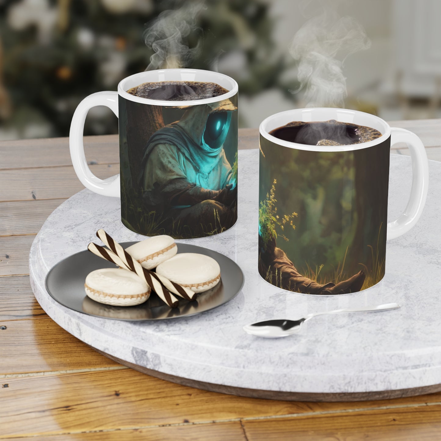 Forest Sentinel Ceramic Mugs (11oz\15oz\20oz) – Glimmering Guardian in Sunlit Grove
