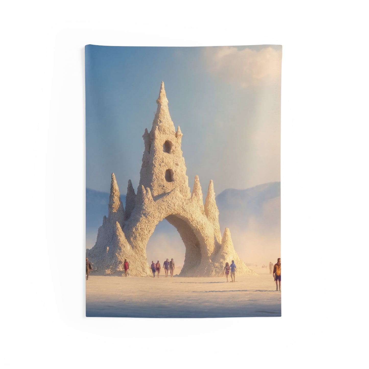 Desert Castle Portal Tapestry – Sunlit Sandscape Gateway