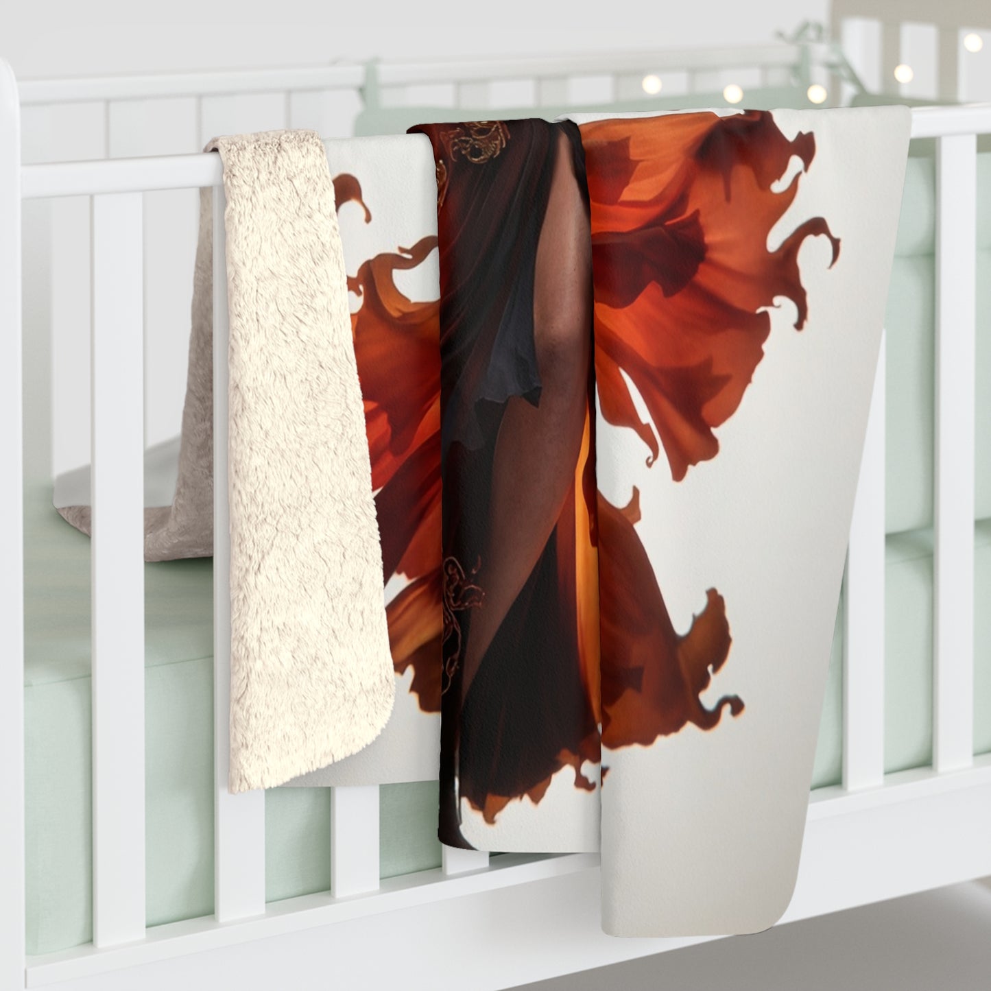 Fiery Phoenix Dancer Sherpa Fleece Blanket – Embers of Grace and Movement