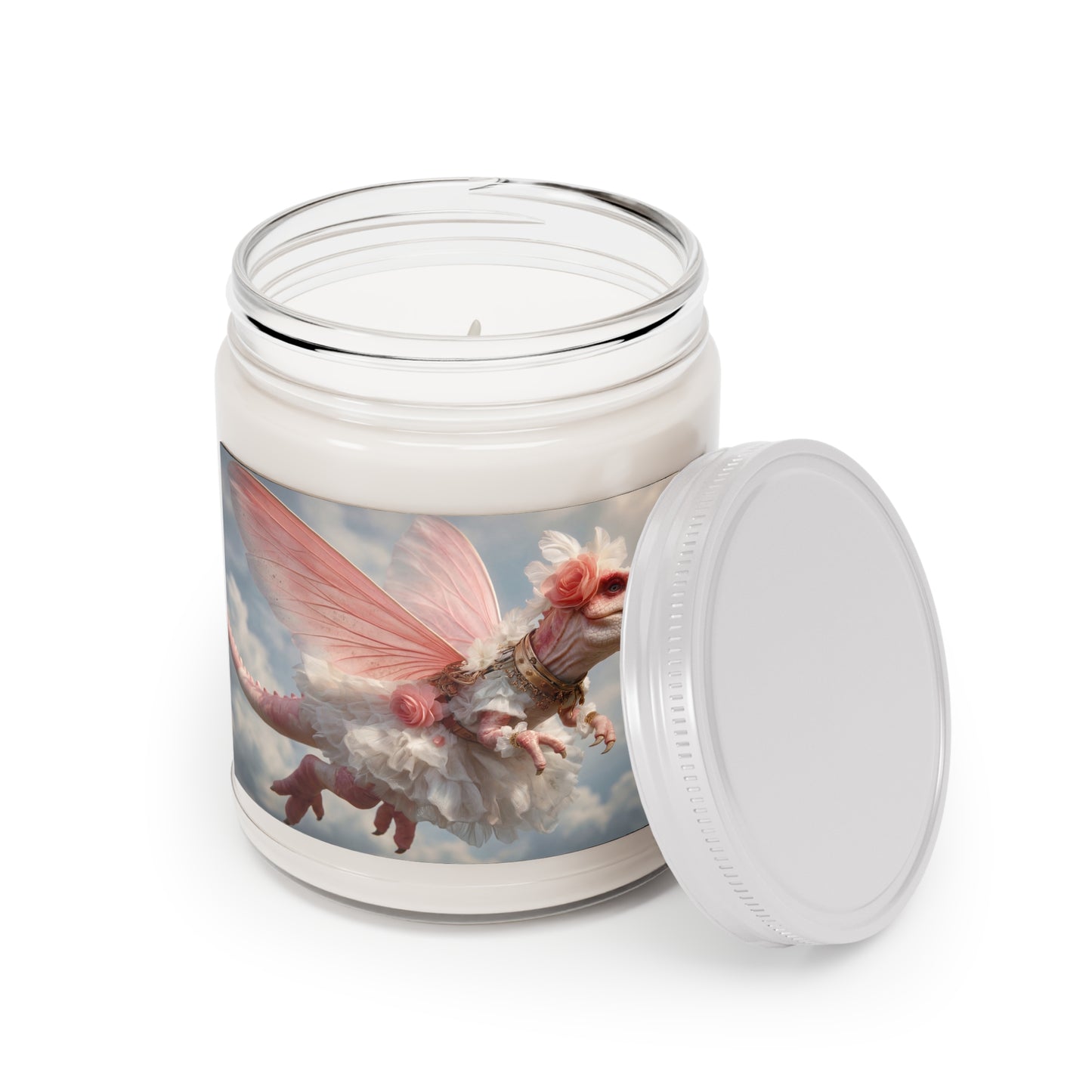 Pink Winged Dragon Scented Soy Candles with White Lid, 9oz – Celestial Ballet in Soft Petals