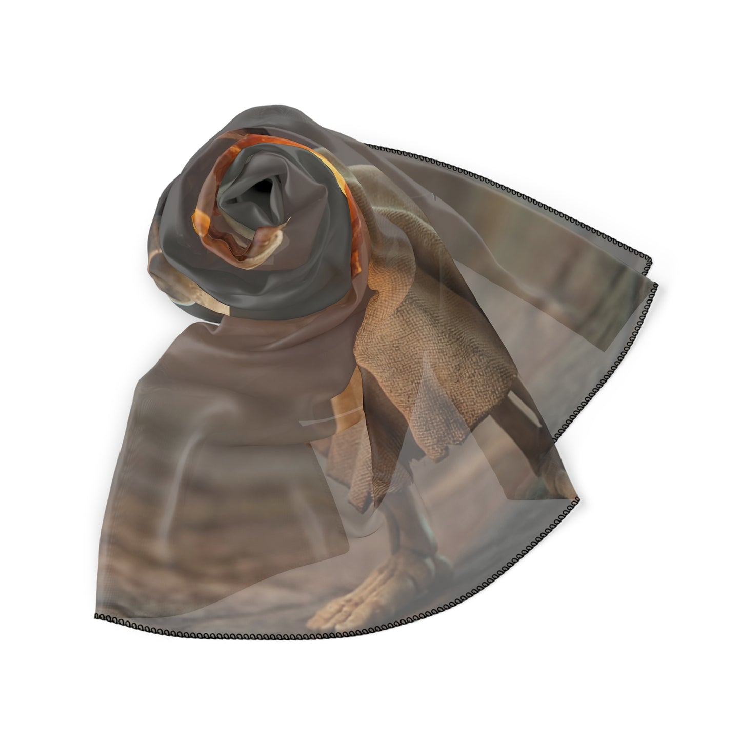 Lantern-Bearing Reaper Poly Scarf – Warm Glow in the Twilight