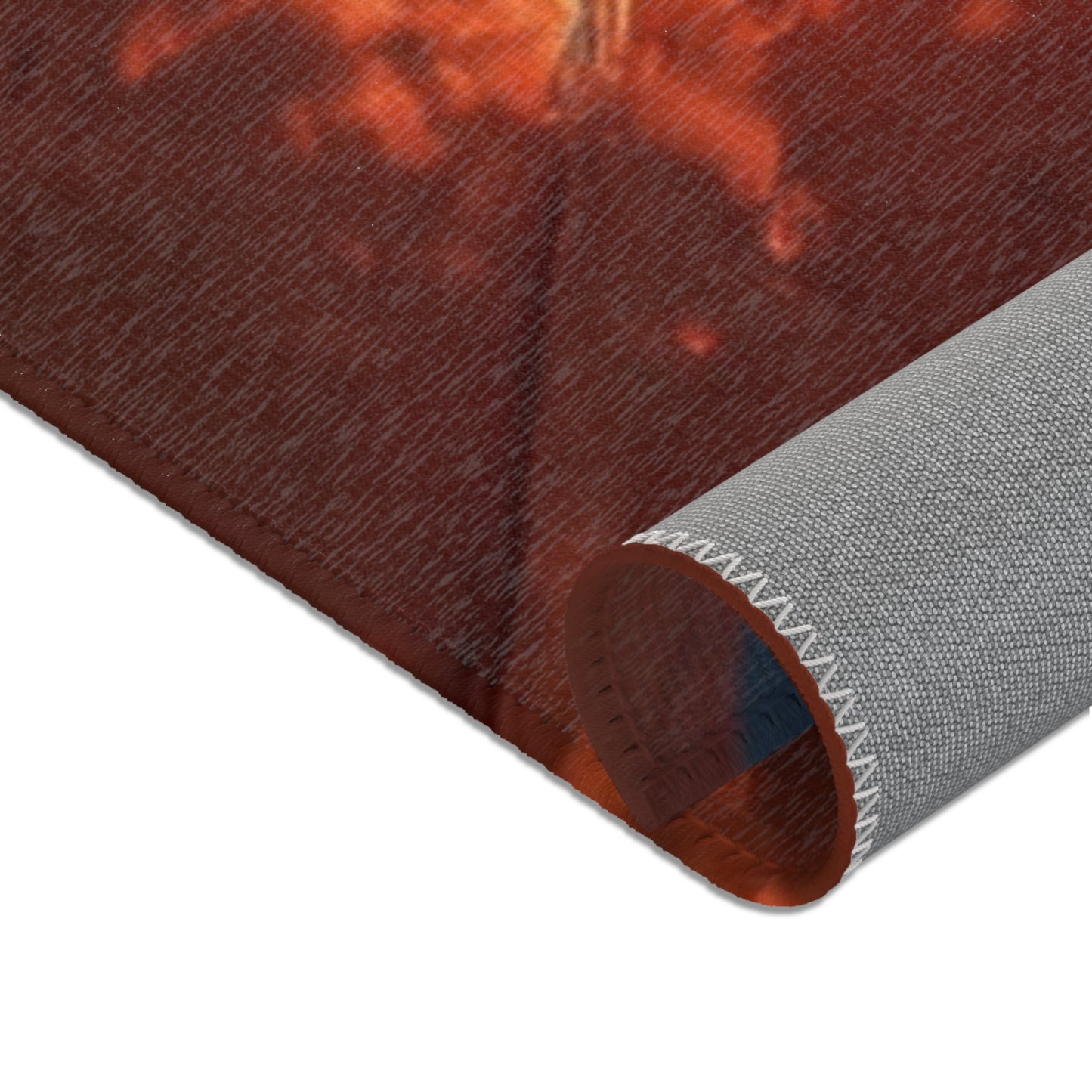 Crimson Carnival Tent Rug – City Skyline Under Thunderous Canopy