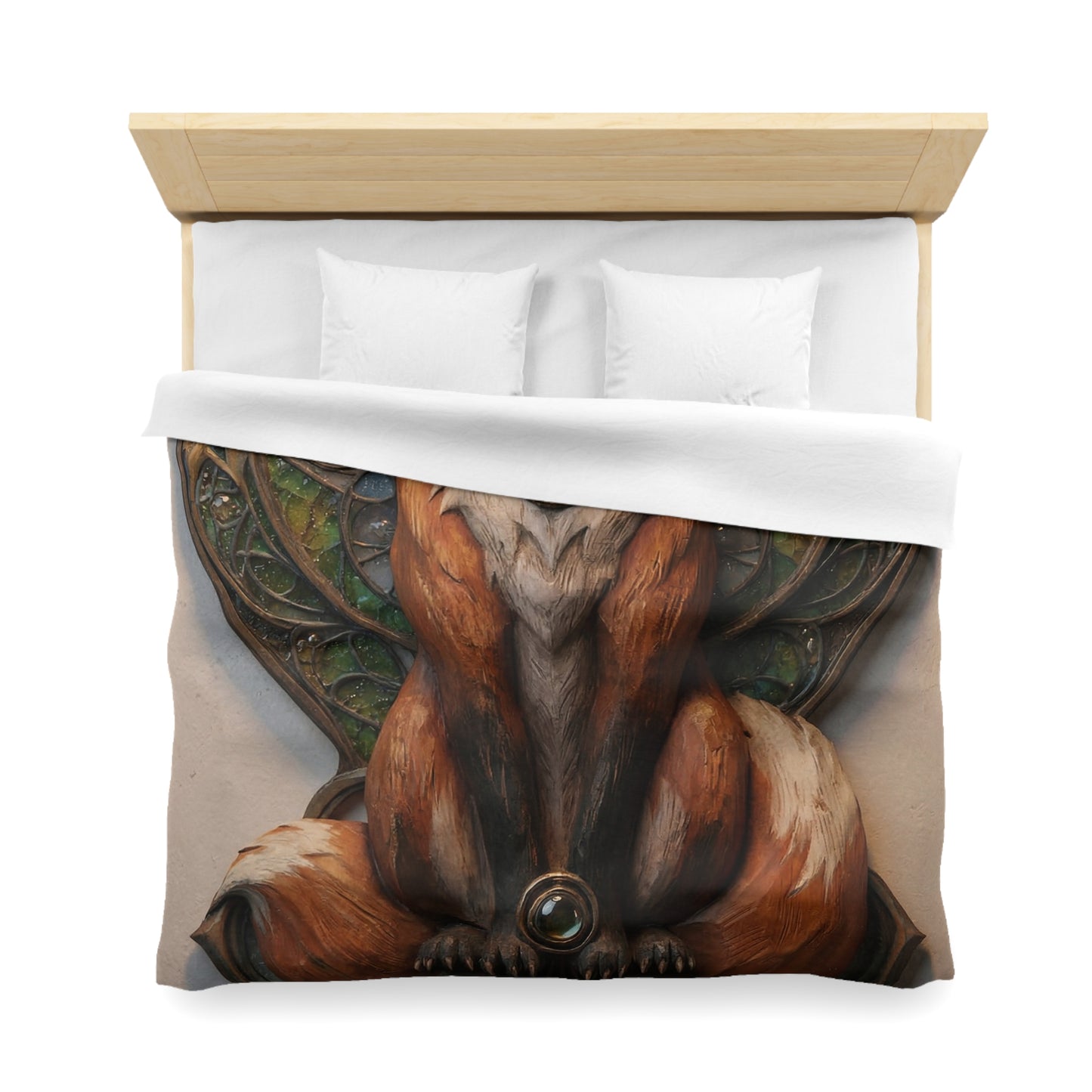 Regal Fox Sentinel Microfiber Duvet Cover – Art Nouveau Twilight Guardian