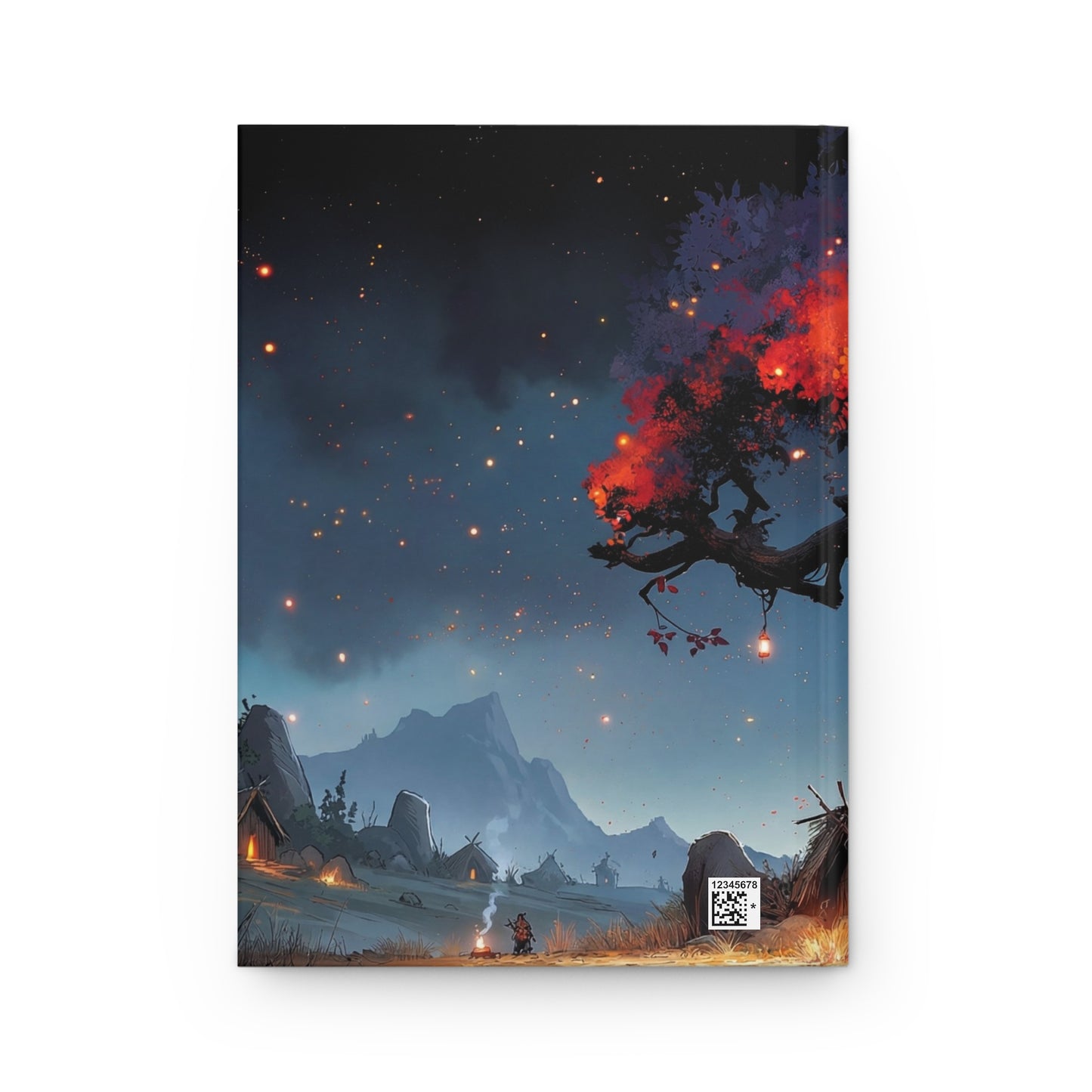 Whispering Grove Hardcover Journal Matte – Crimson Canopy Under Moonlit Sky