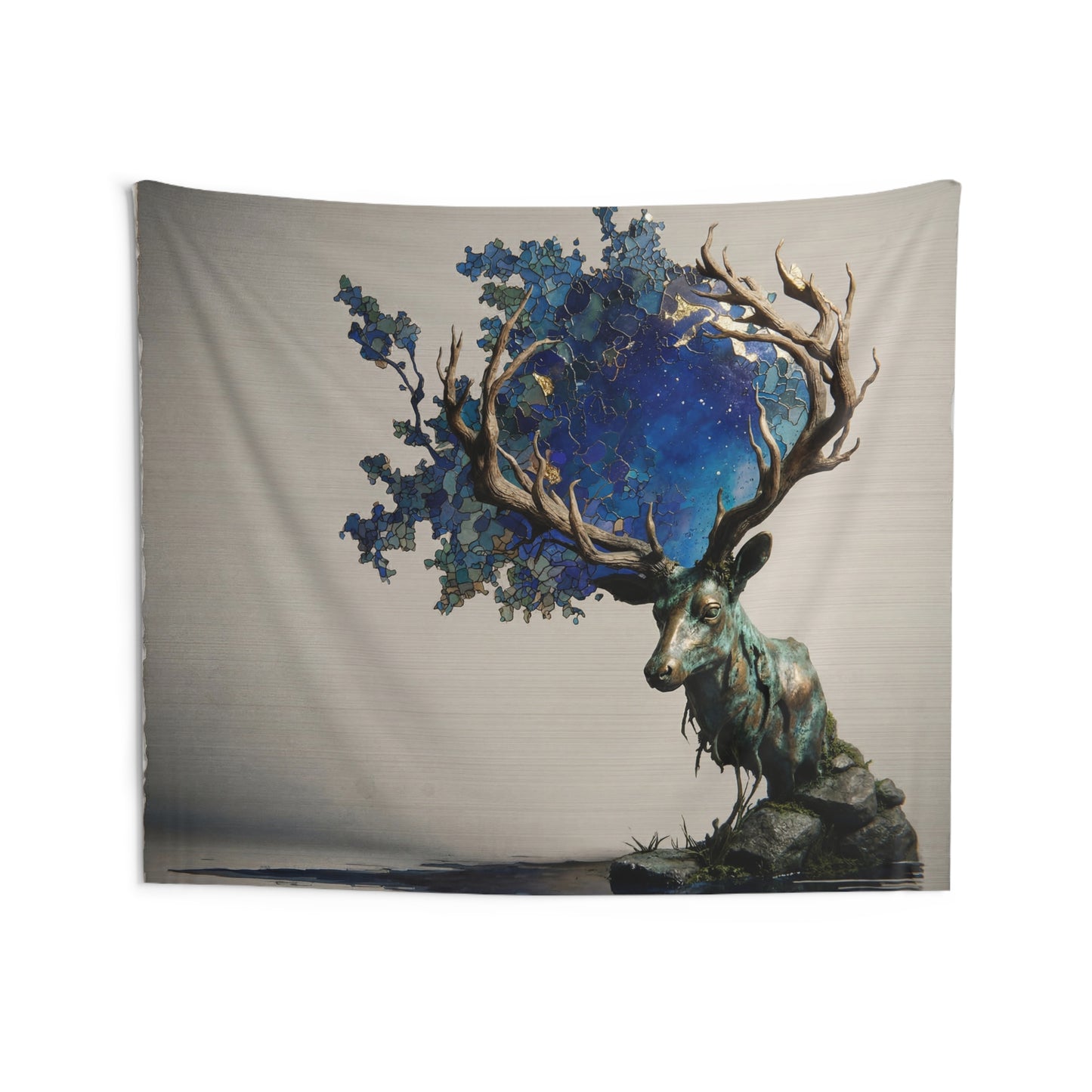 Celestial Stag Indoor Wall Tapestries – Starry Antler Dreamscape