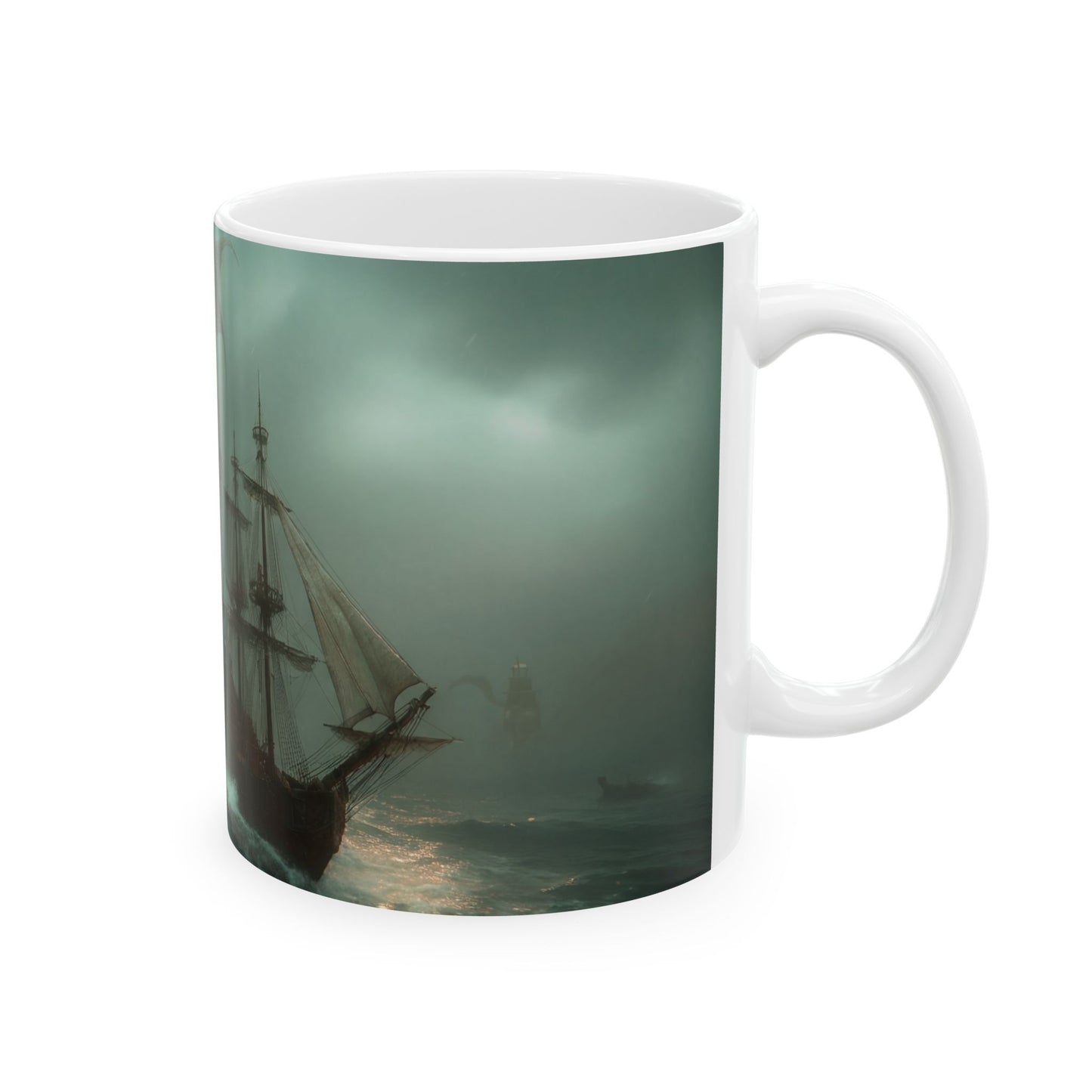 Leviathan’s Roar Ceramic Mug – (11oz, 15oz) Storm-Scarred Sea Serpent