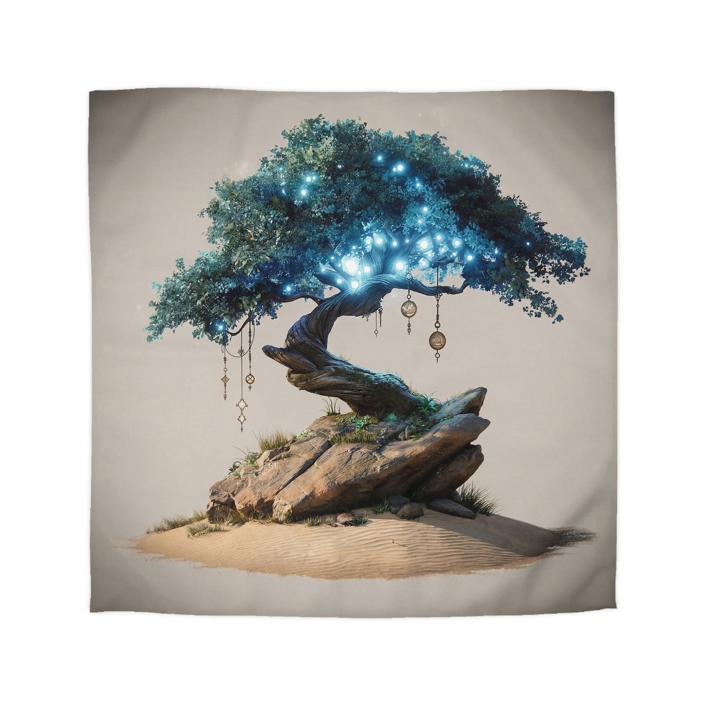 Luminescent Dream Tree Microfiber Duvet Cover – Night-Blooming Wisdom