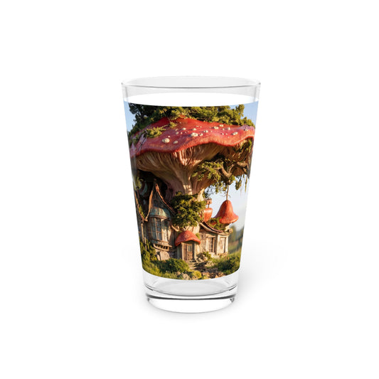 Mushroom Cottage Pint Glass, 16oz – Whimsical Forest Haven