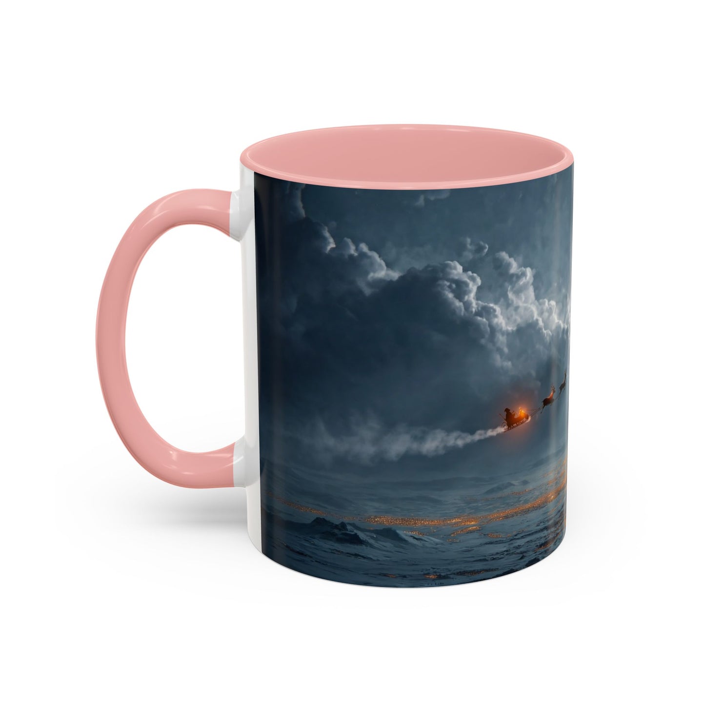 Midnight Sleigh Ride Accent Coffee Mug (11, 15oz) – Warm Glow Over Winter Town