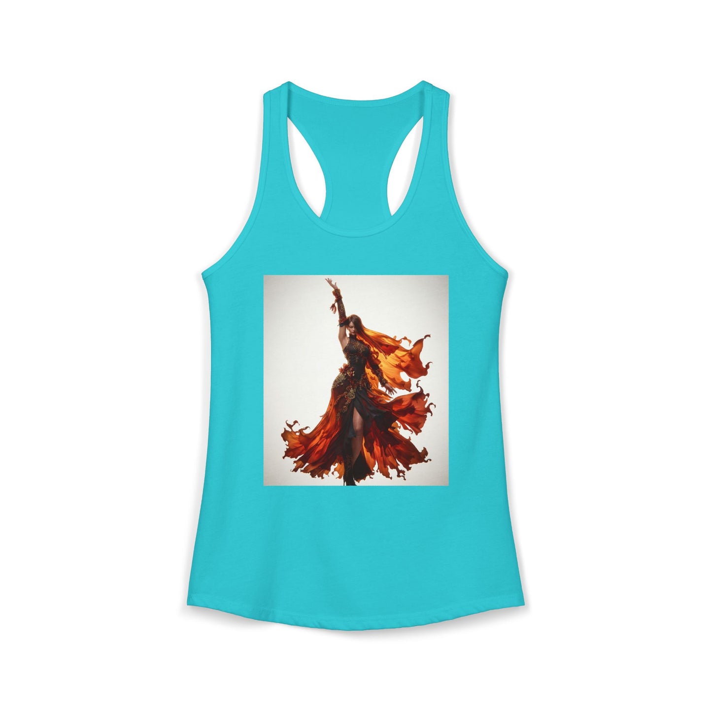 Fiery Dancer Women's Ideal Racerback Tank – Amber & Gold Motion Print