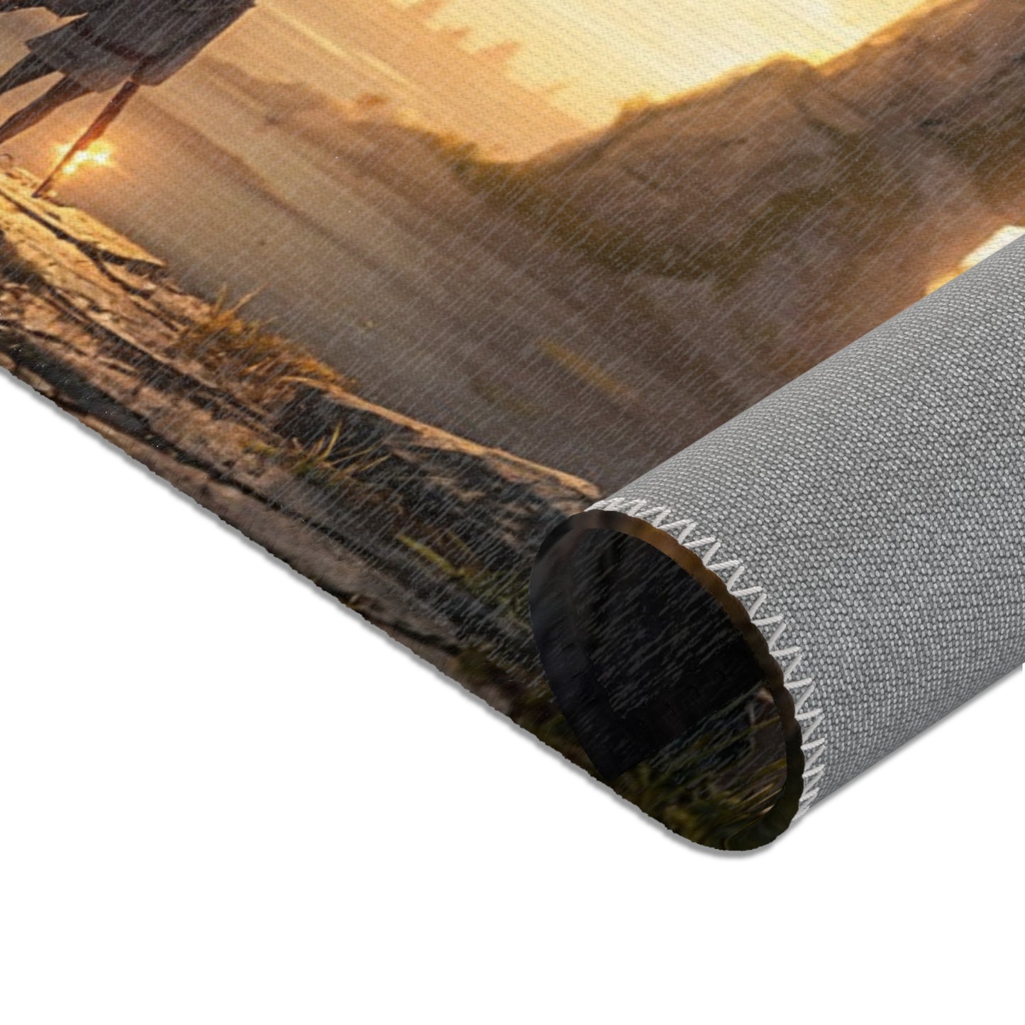 Twin Monoliths Area Rug – Starlit Gatekeepers at Sunset