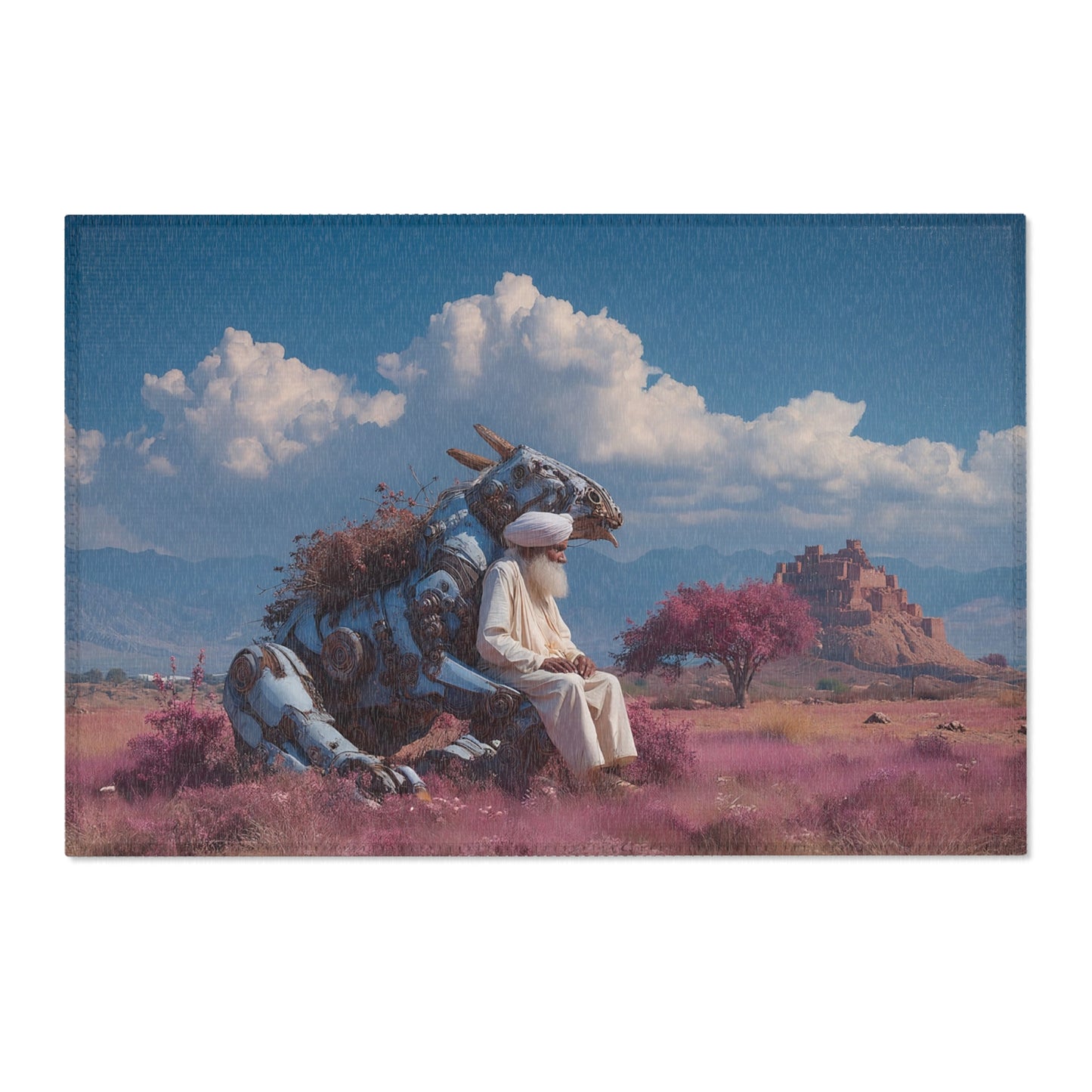 Sage on Mechanical Steed Area Rug – Desert Bloom Serenity