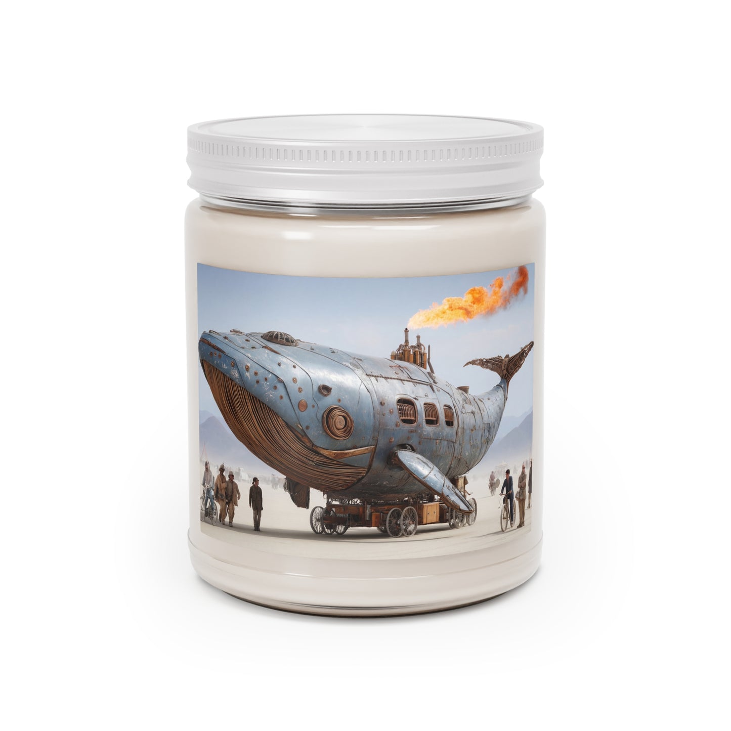 Steampunk Whale Scented Soy Candles with White Lid, 9oz – Rustic Steam & Sky Dreamscape