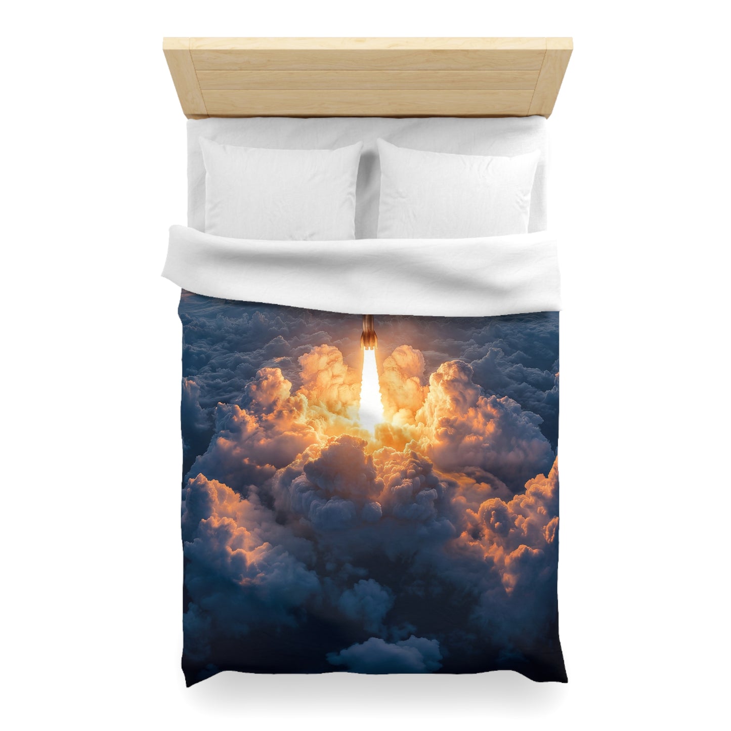 Rocket Sunrise Microfiber Duvet Cover – Piercing Through Clouds Toward Dawn