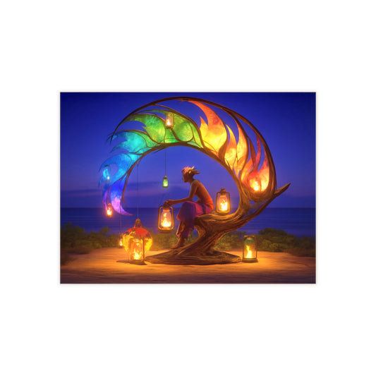 Rainbow Phoenix Lantern Tile – Twilight Sanctuary for the Soul