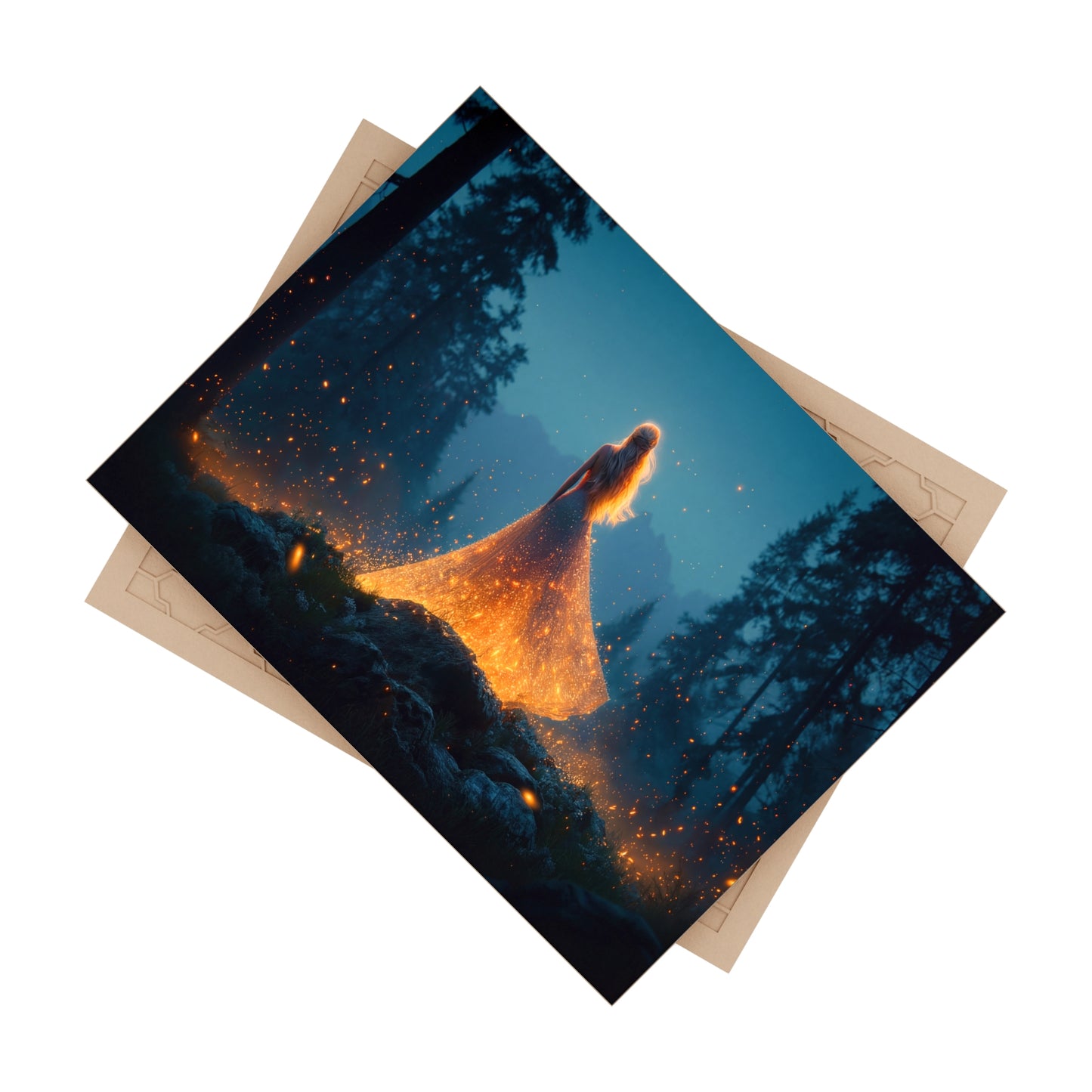 Fire-Dusted Forest Goddess Ceramic Photo Tile – Twilight Whispers of the Wild