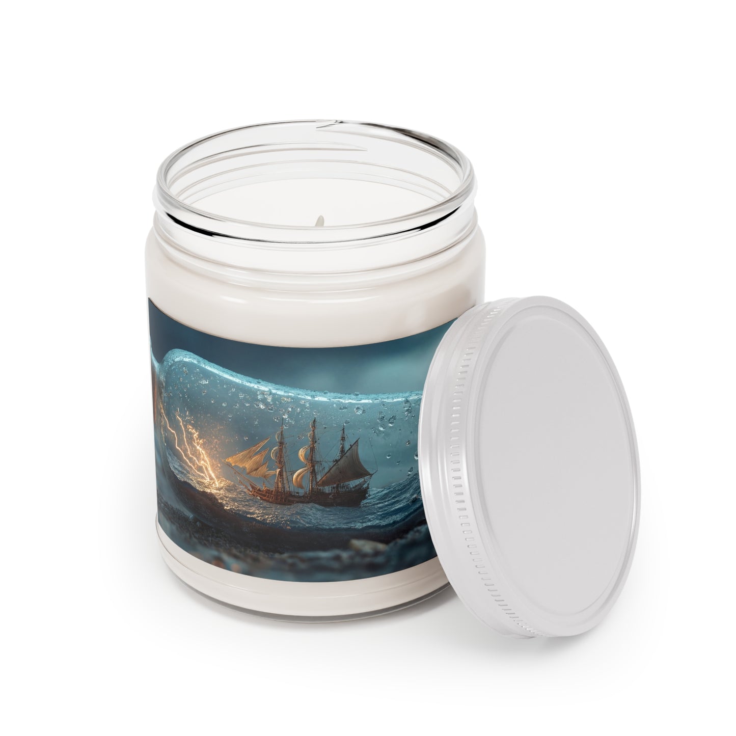 Storm-Sailed Ship in Bottle Scented Soy Candles with White Lid, 9oz – Captured Midnight Voyage