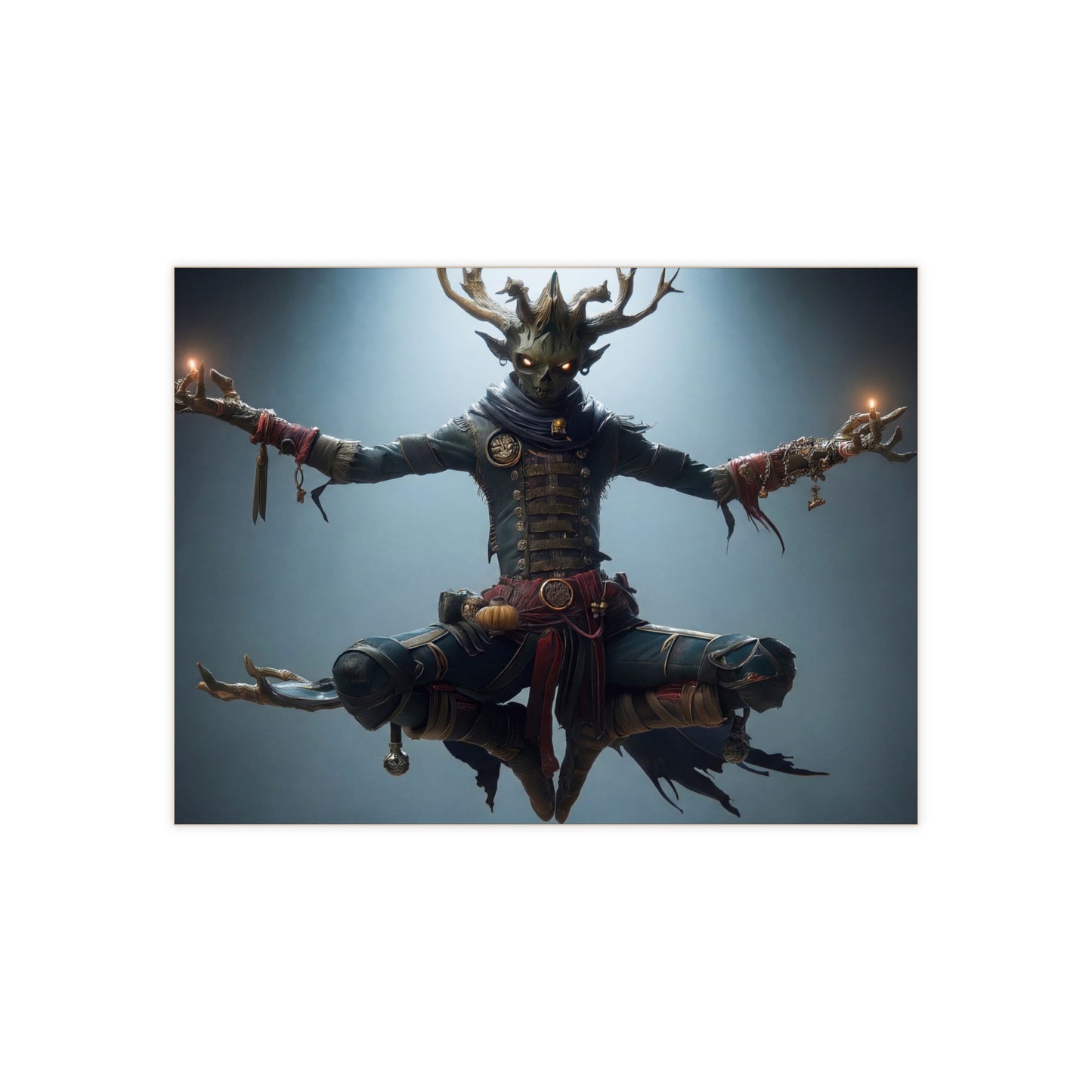 Forest Guardian Monk Ceramic Photo Tile – Twilight Meditation with Glowing Candles