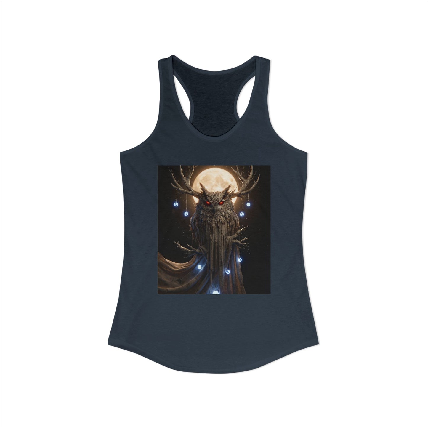 Lunar Owl with Antlers Racerback Tank – Crimson Eye Guardian