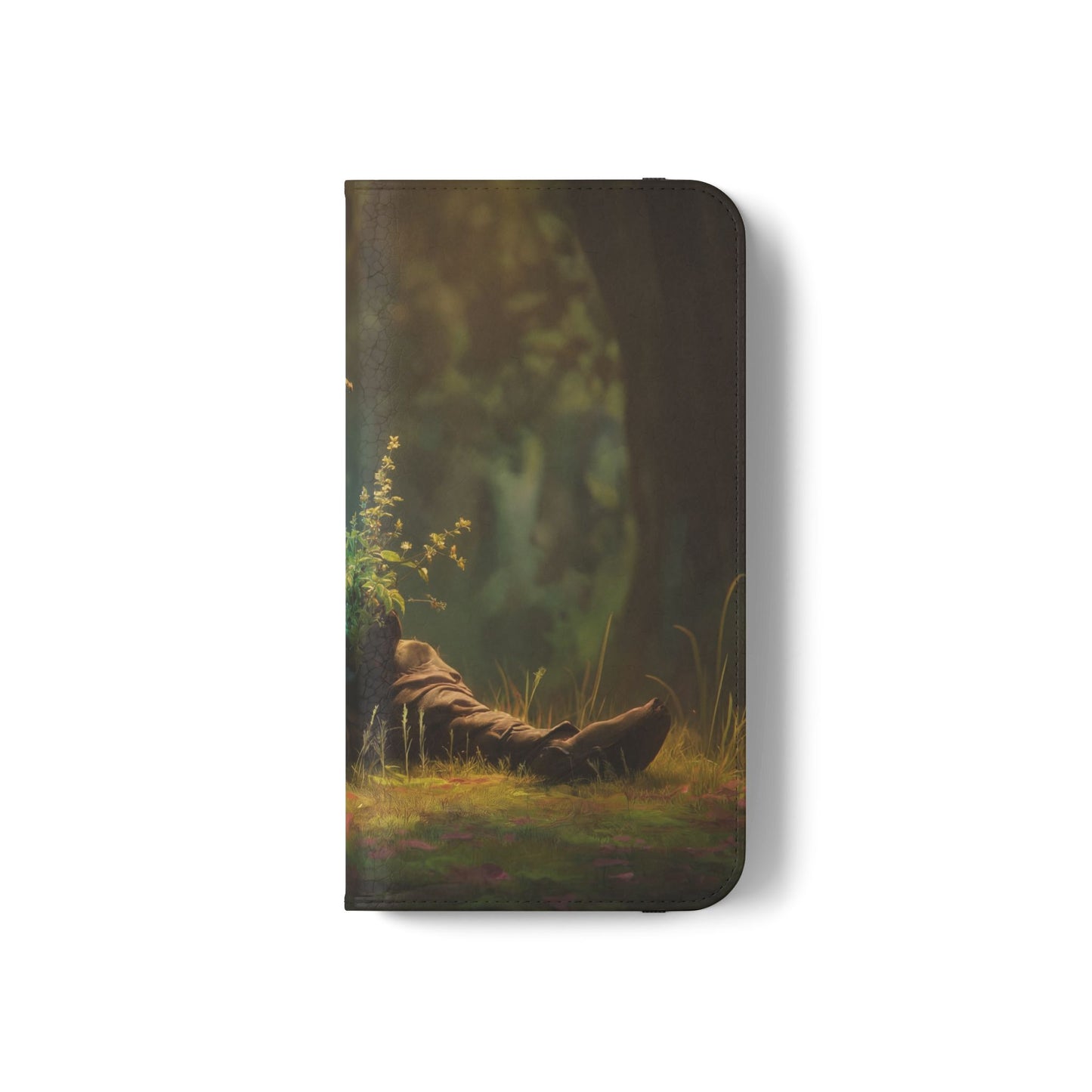 Glowing Orb Hooded Guardian Flip Cases – Bioluminescent Forest Keeper