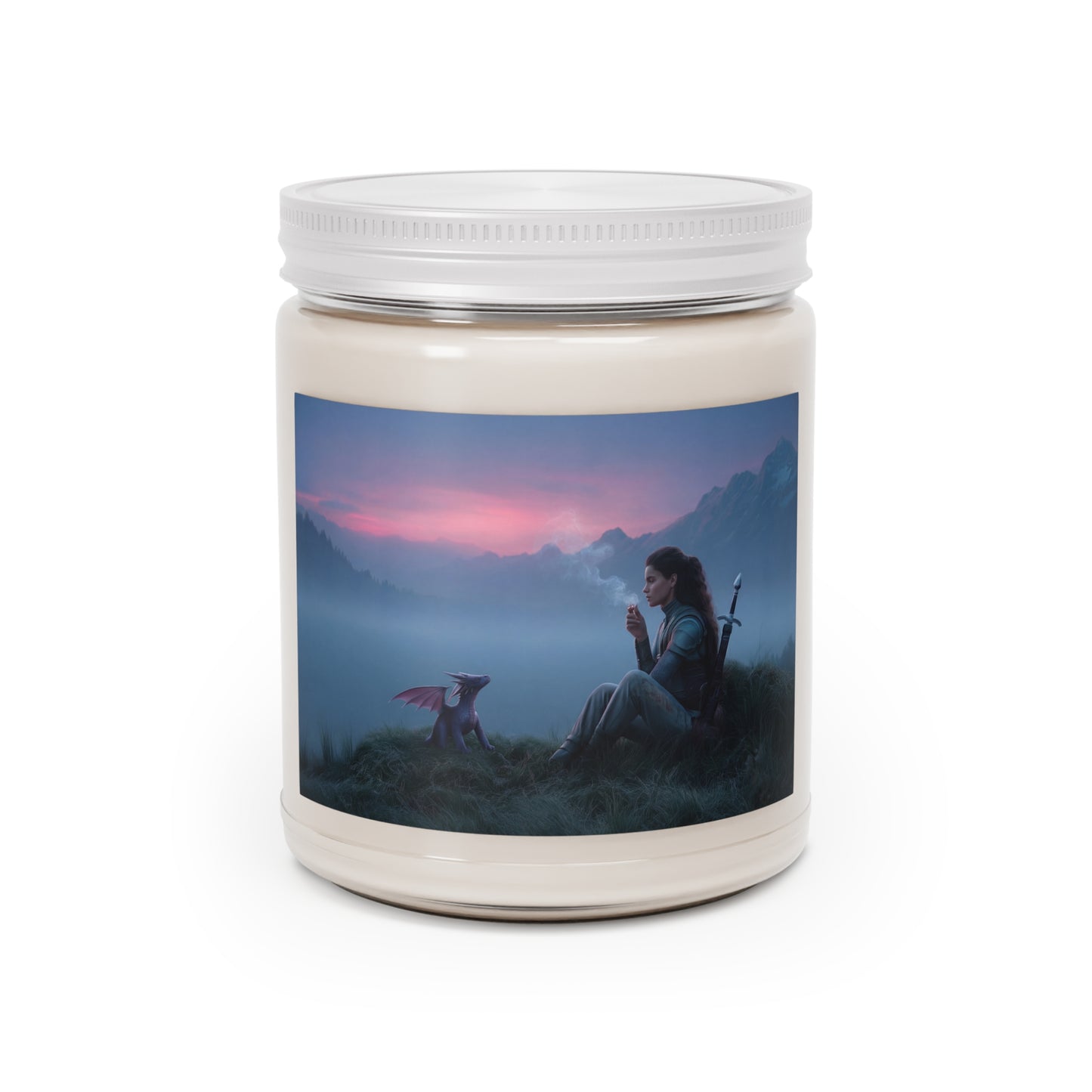 Warrior and Dragon Sunset Scented Soy Candles with White Lid, 9oz – Quiet Mountain Vigil