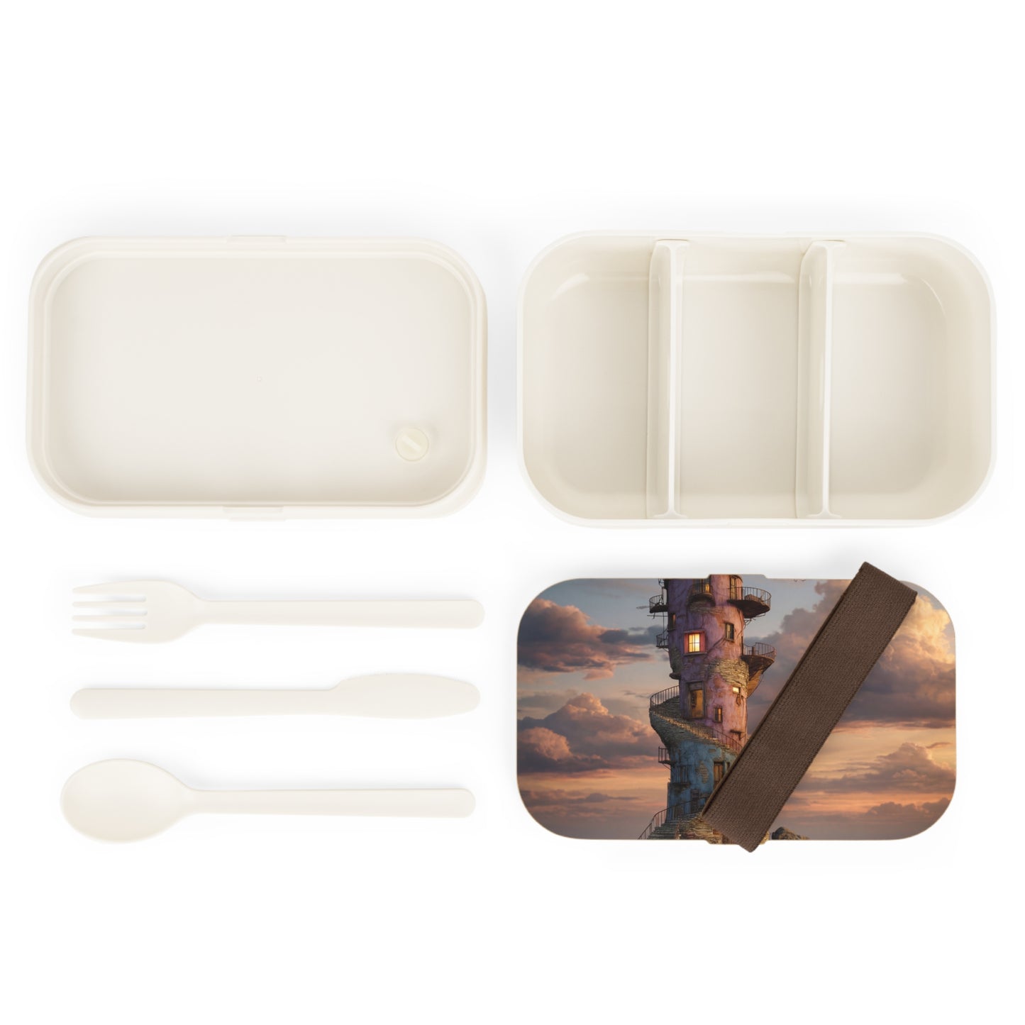 Abandoned Lighthouse Bento Lunch Box – Sunset Sentinel on the Shore
