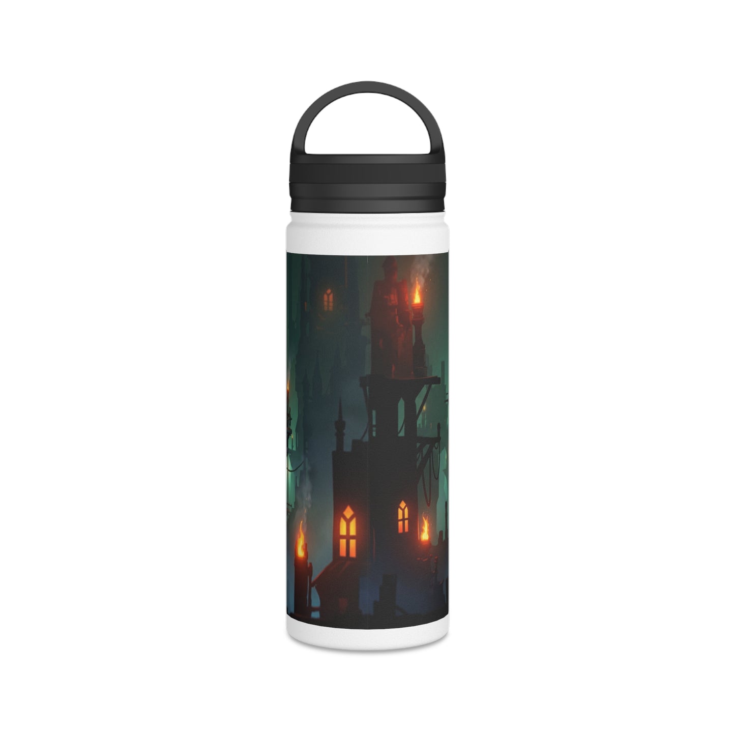 Floating City of Ember Stainless Steel Water Bottle, Handle Lid – Glow of the Skyward Towers
