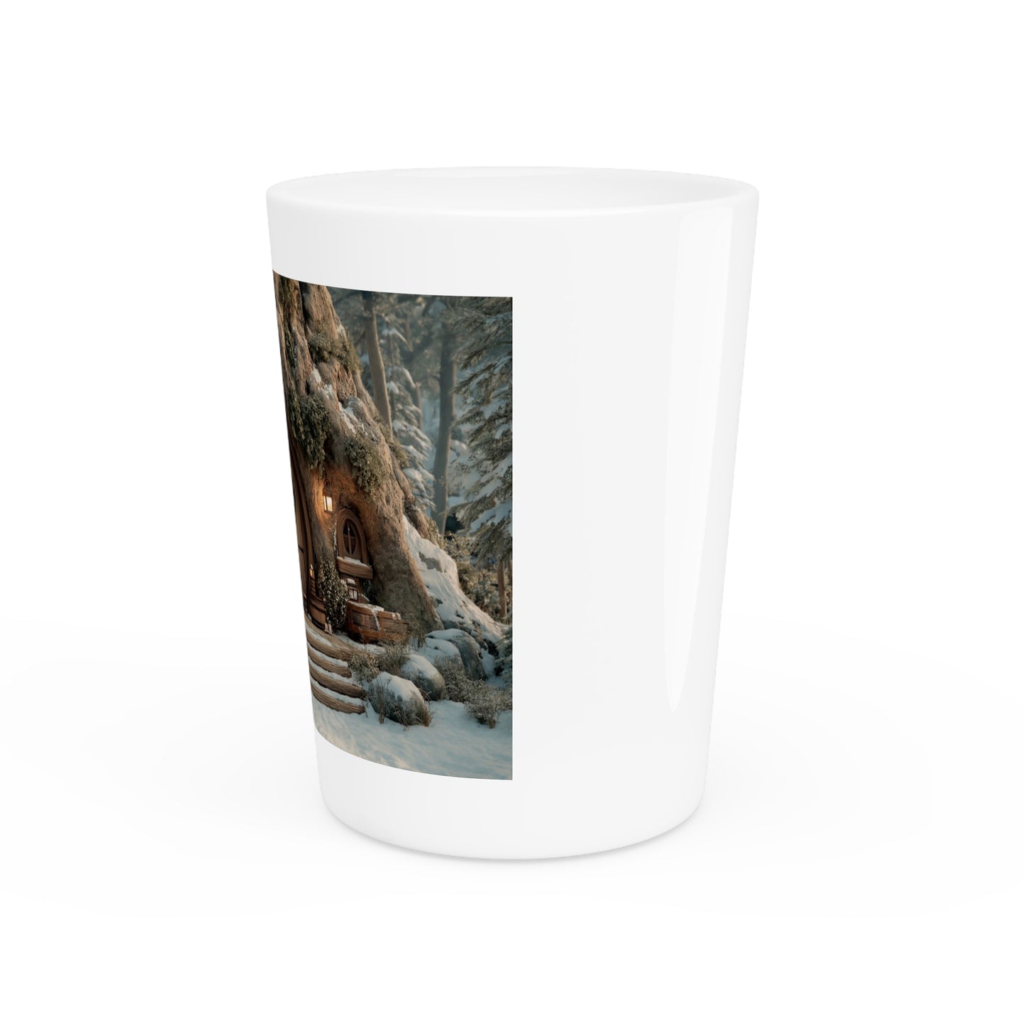 Winterwood Cottage Shot Glass – Hearthlight in the Snowy Glade