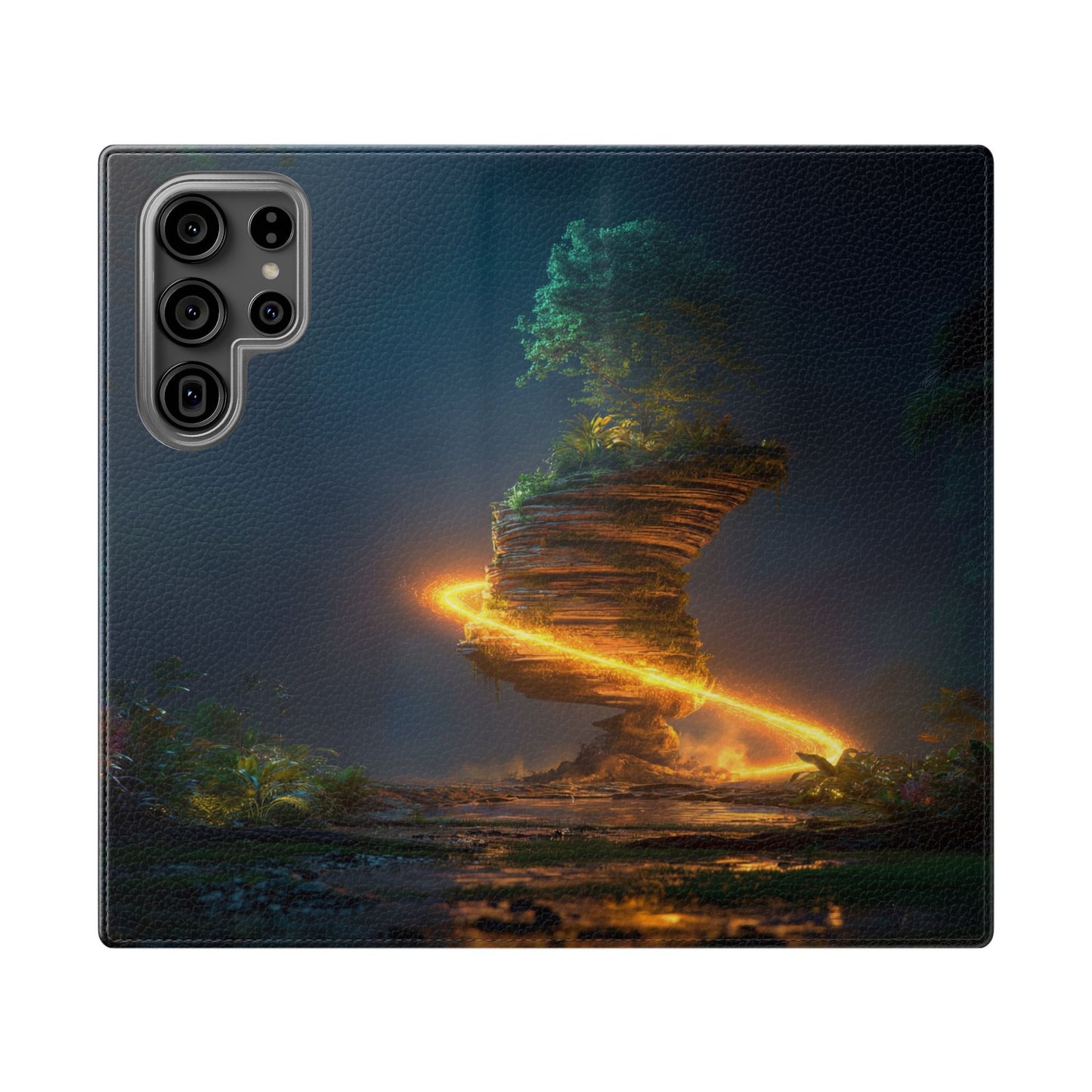 Luminous Floating Island Flip Cases – Amber Twilight Sanctuary