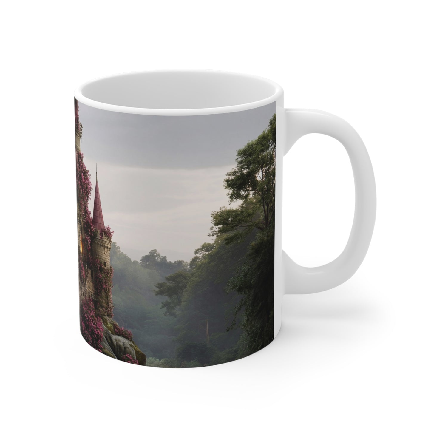 Rose-Wreathed Castle Ceramic Mugs (11oz\15oz\20oz) – Twilight Sanctuary