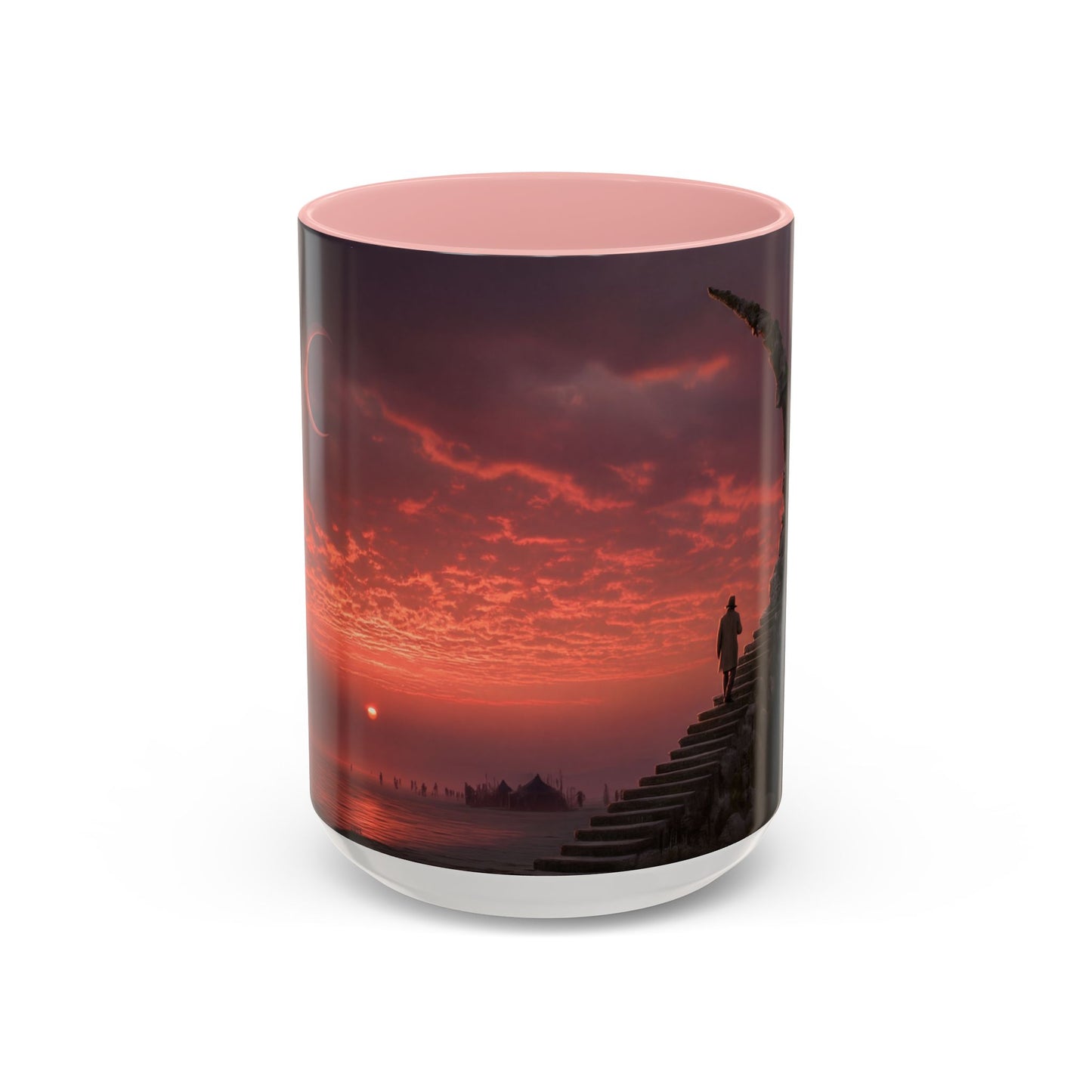 Twilight Stairway Accent Coffee Mug (11, 15oz) – Crimson Moonlit Ascension