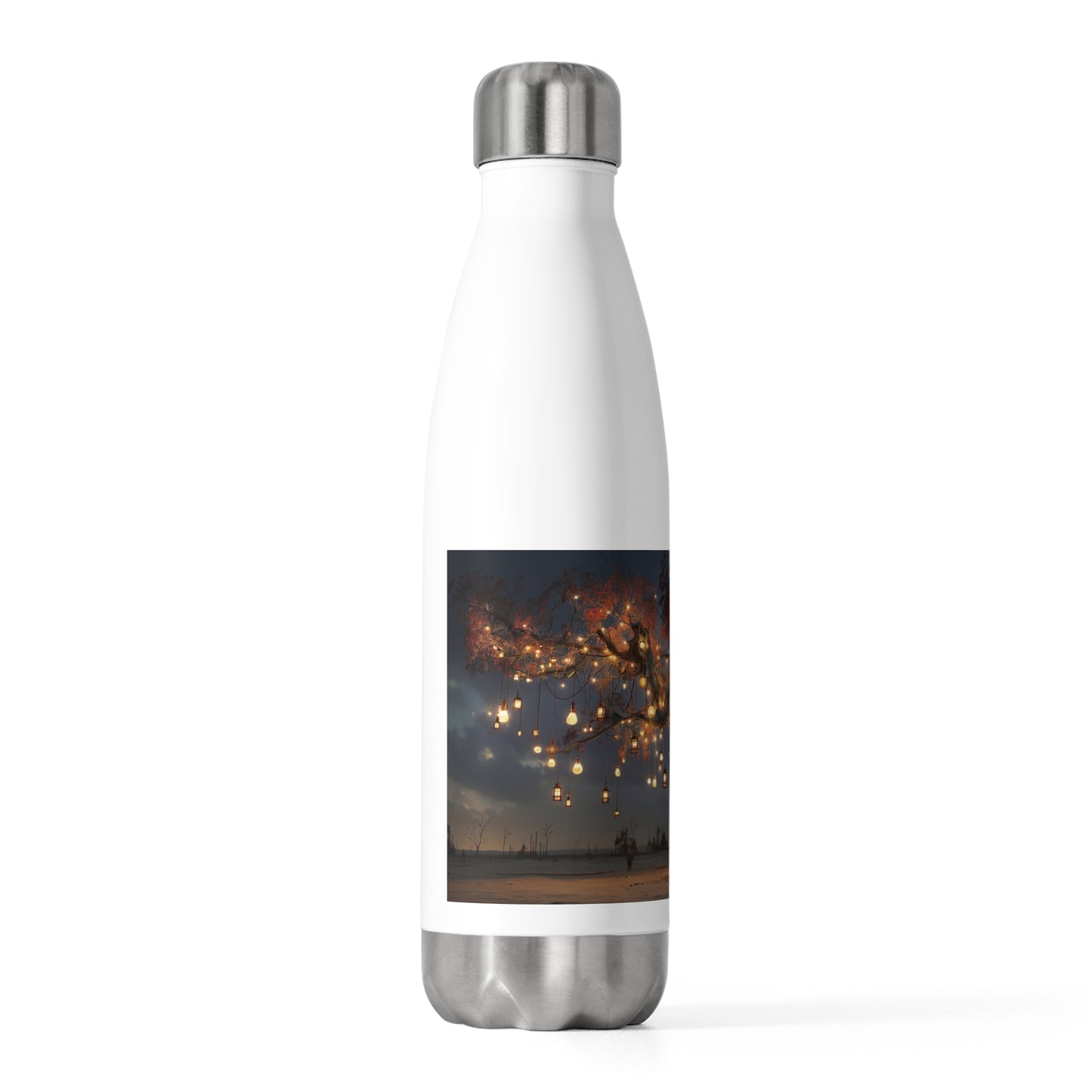 Whispering Lantern Tree 20oz Insulated Bottle – Desert Oasis at Dusk